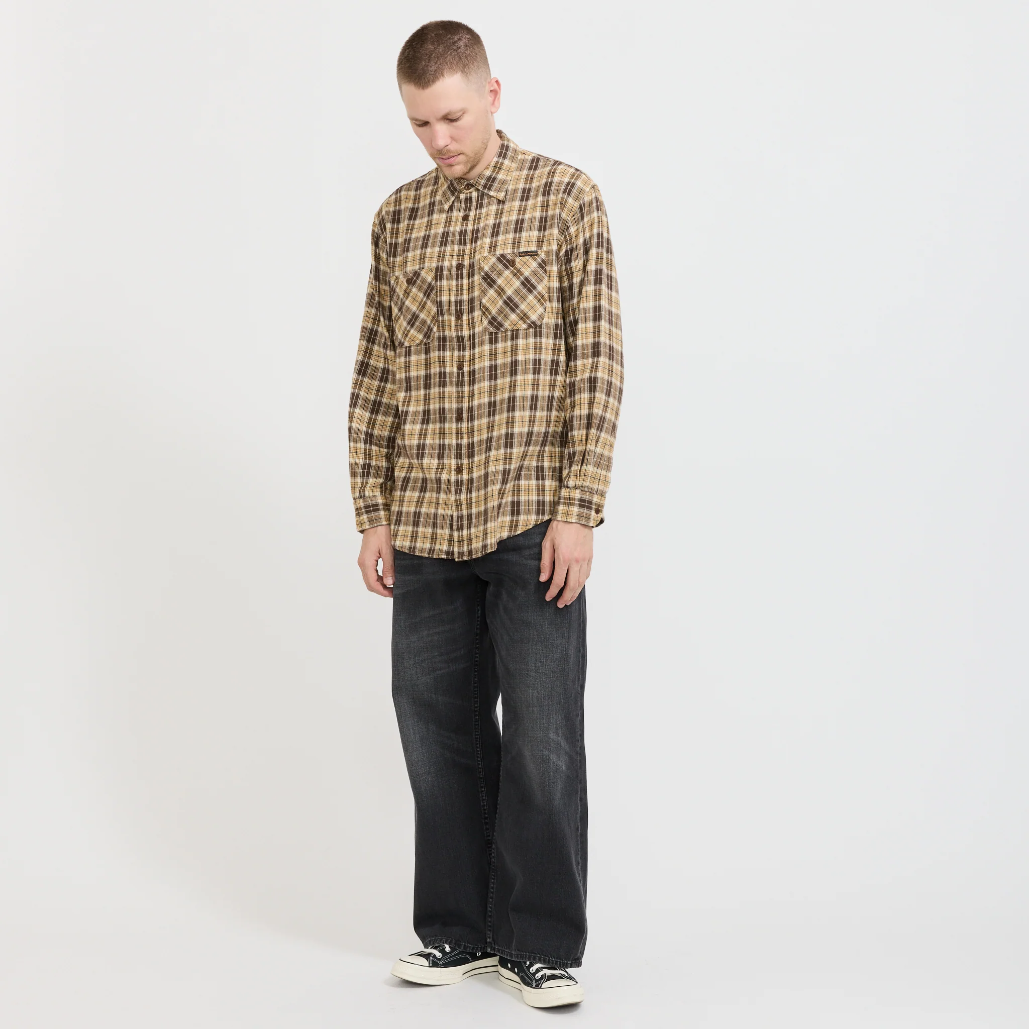 Julian Worker Shirt Check Brown - Image 6