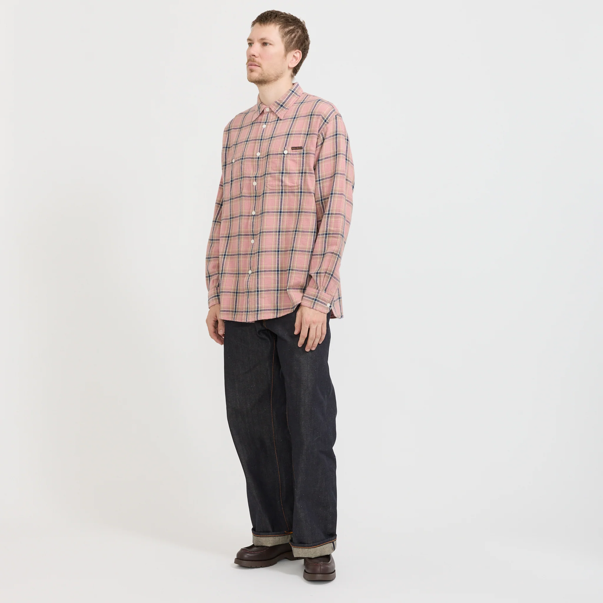 Julian Worker Shirt Checked Pink - Image 2