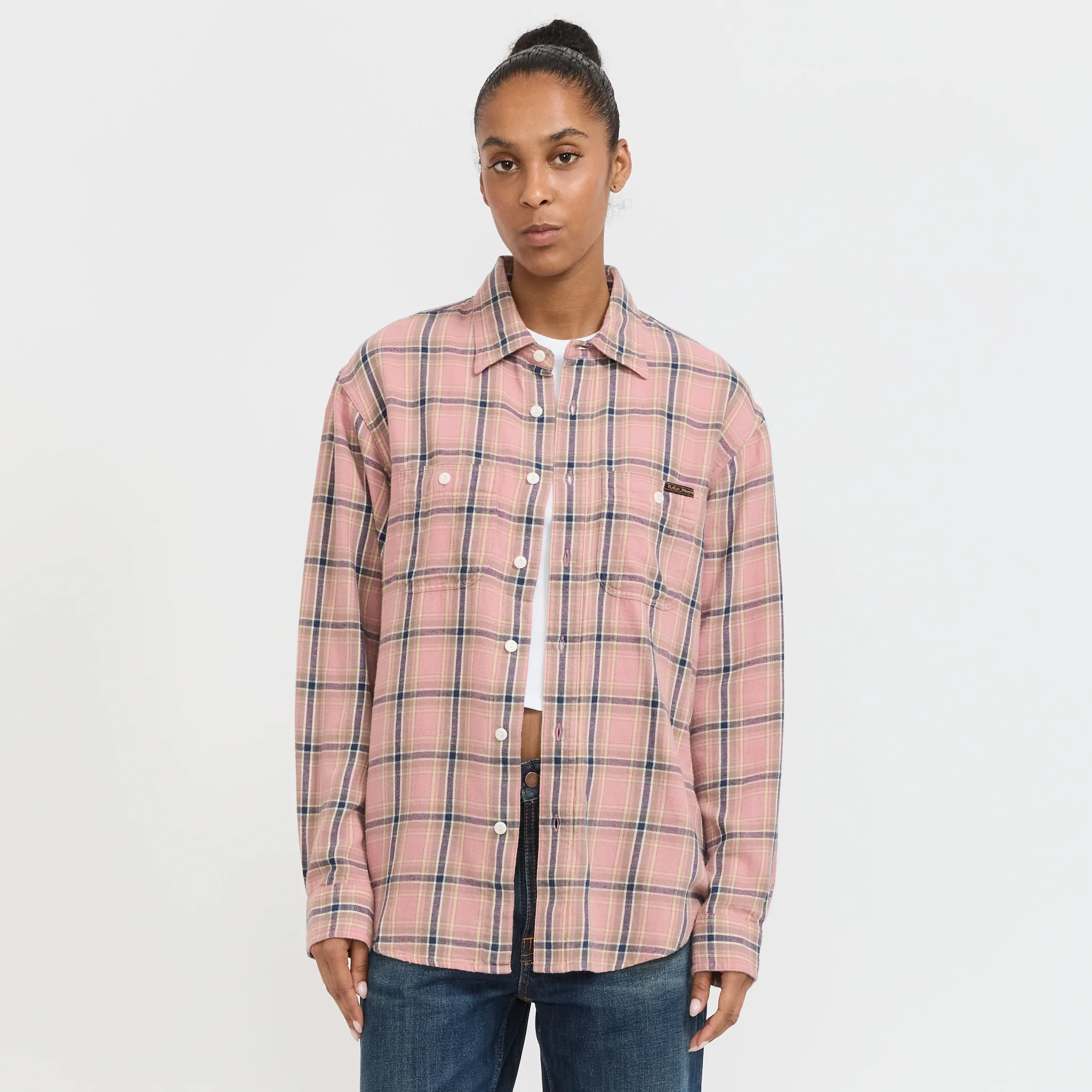 Julian Worker Shirt Checked Pink Womens