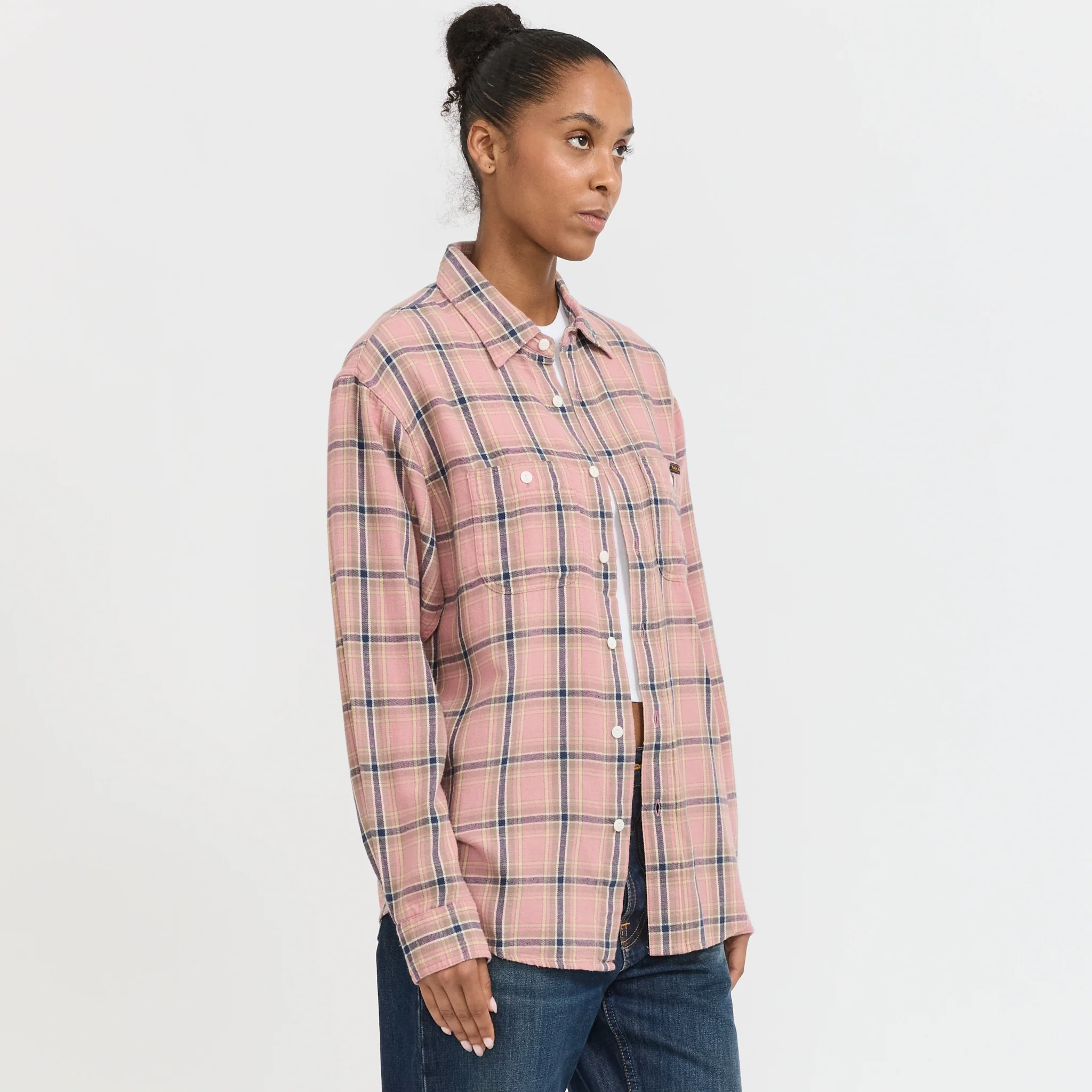 Julian Worker Shirt Checked Pink Womens - Image 3