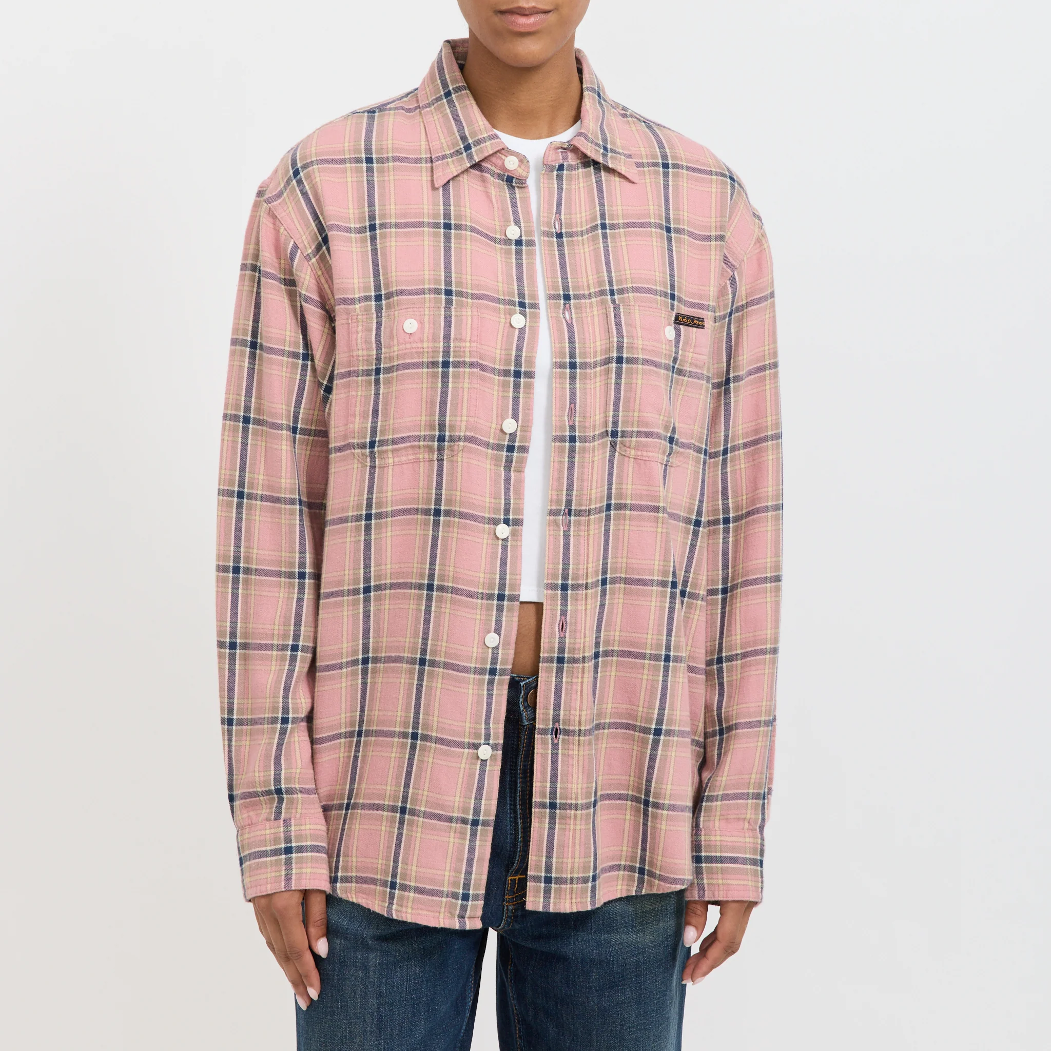 Julian Worker Shirt Checked Pink Womens - Image 5