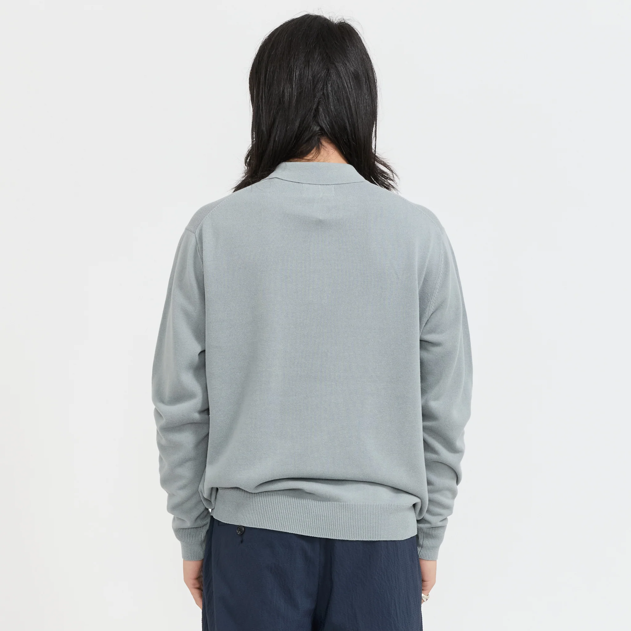 Knit Polo 12G Long Sleeve Ice Blue - Image 4
