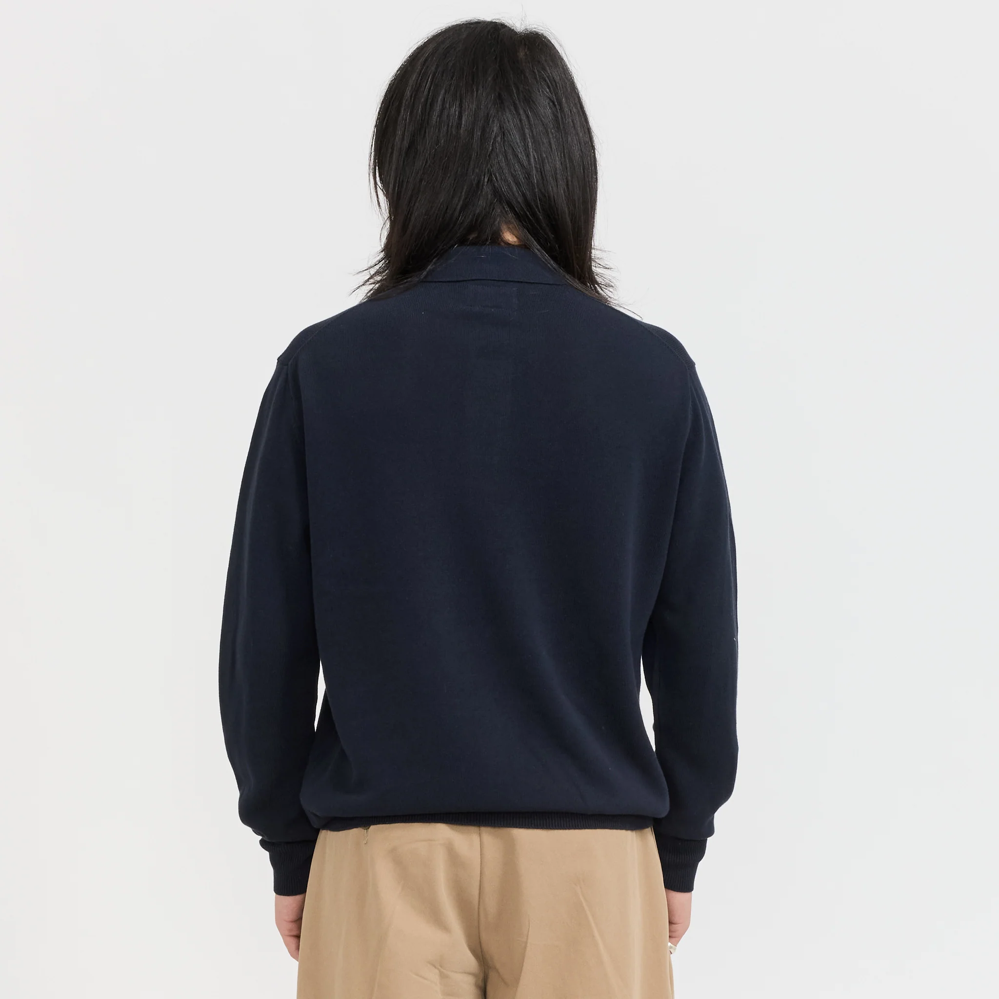 Knit Polo 12G Long Sleeve Navy - Image 4