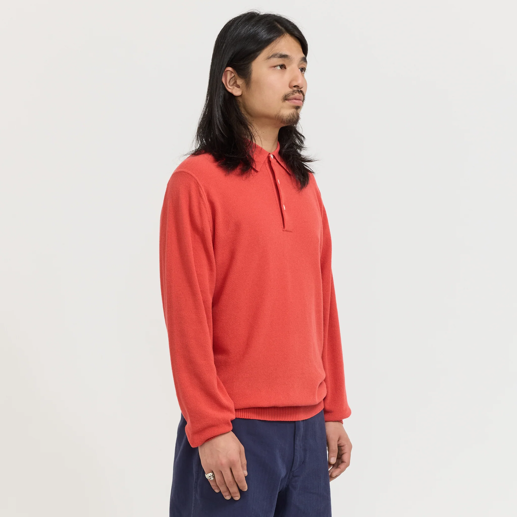 Knit Polo Pique 14G Red - Image 3