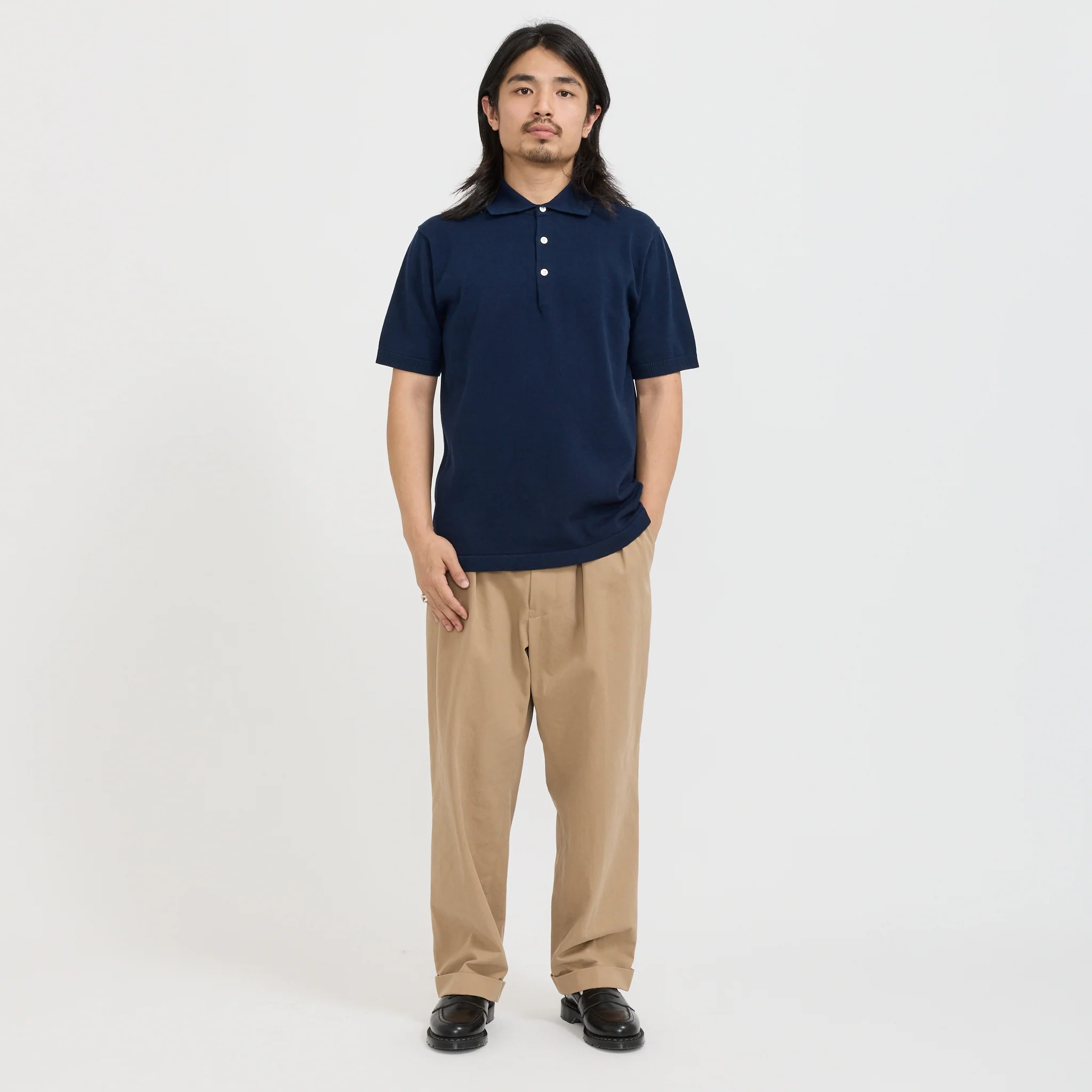 Knit Polo S/S 12G Navy - Image 2