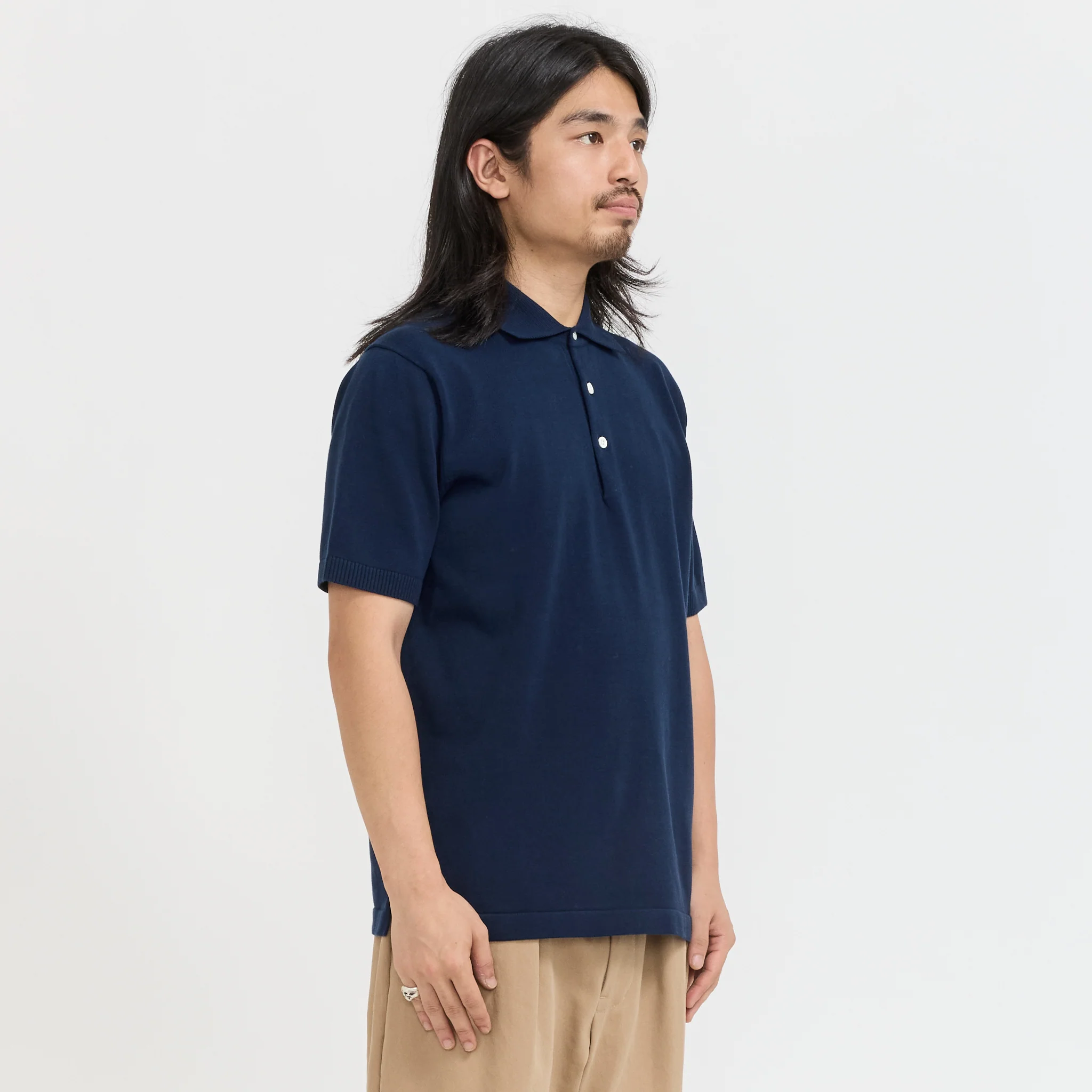Knit Polo S/S 12G Navy - Image 3