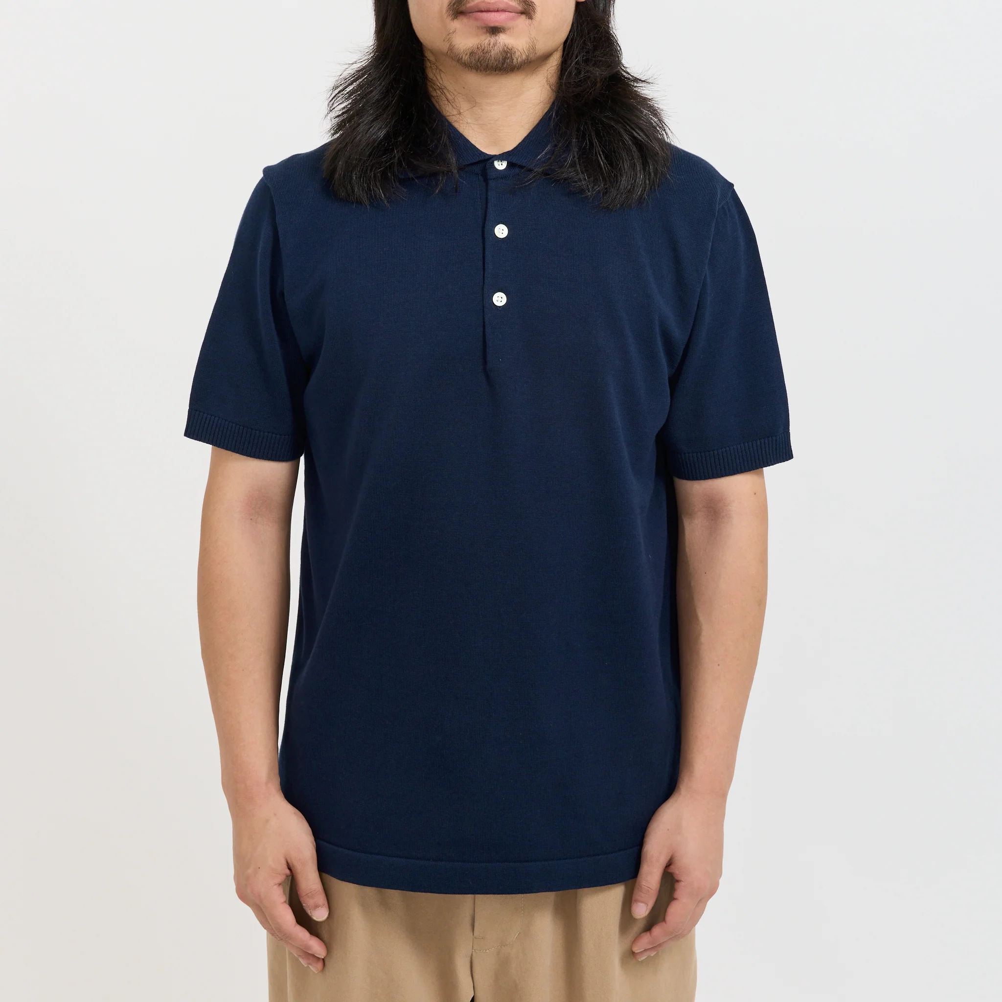 Knit Polo S/S 12G Navy - Image 5