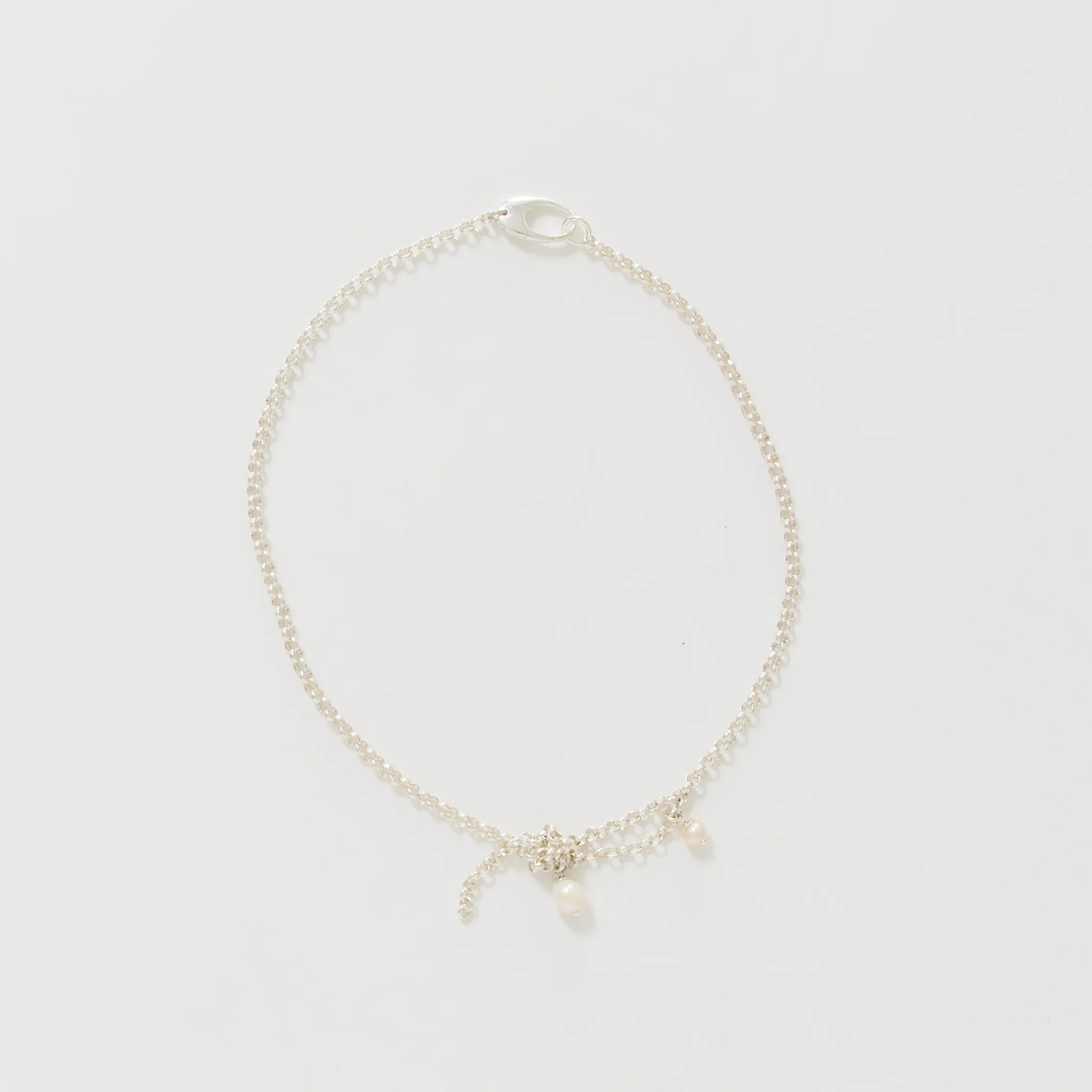 Knotted Pearl Chain Silver - Image 2