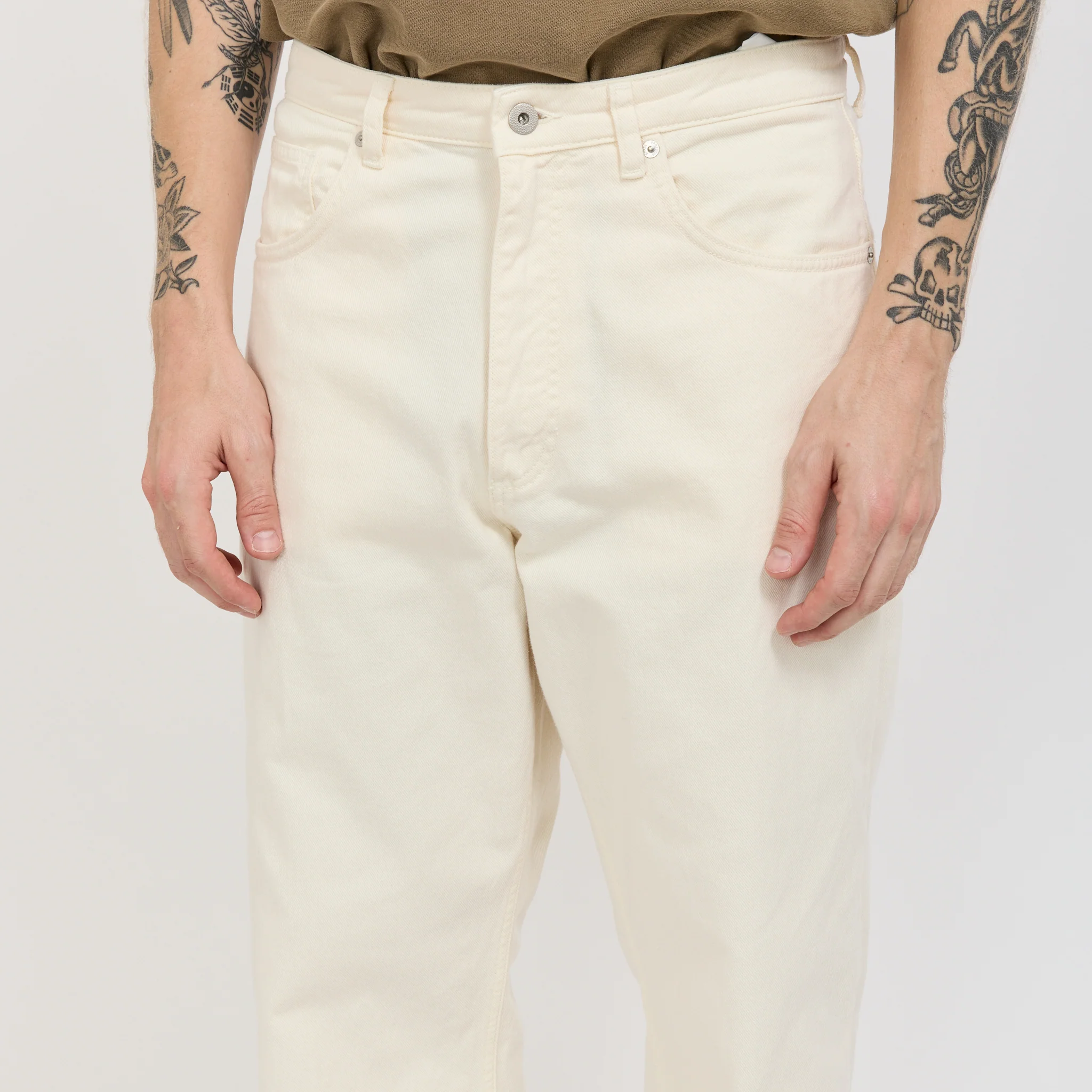 Korshavn Relaxed 5 Pocket Heavy Twill Trouser Natural Ecru - Image 5