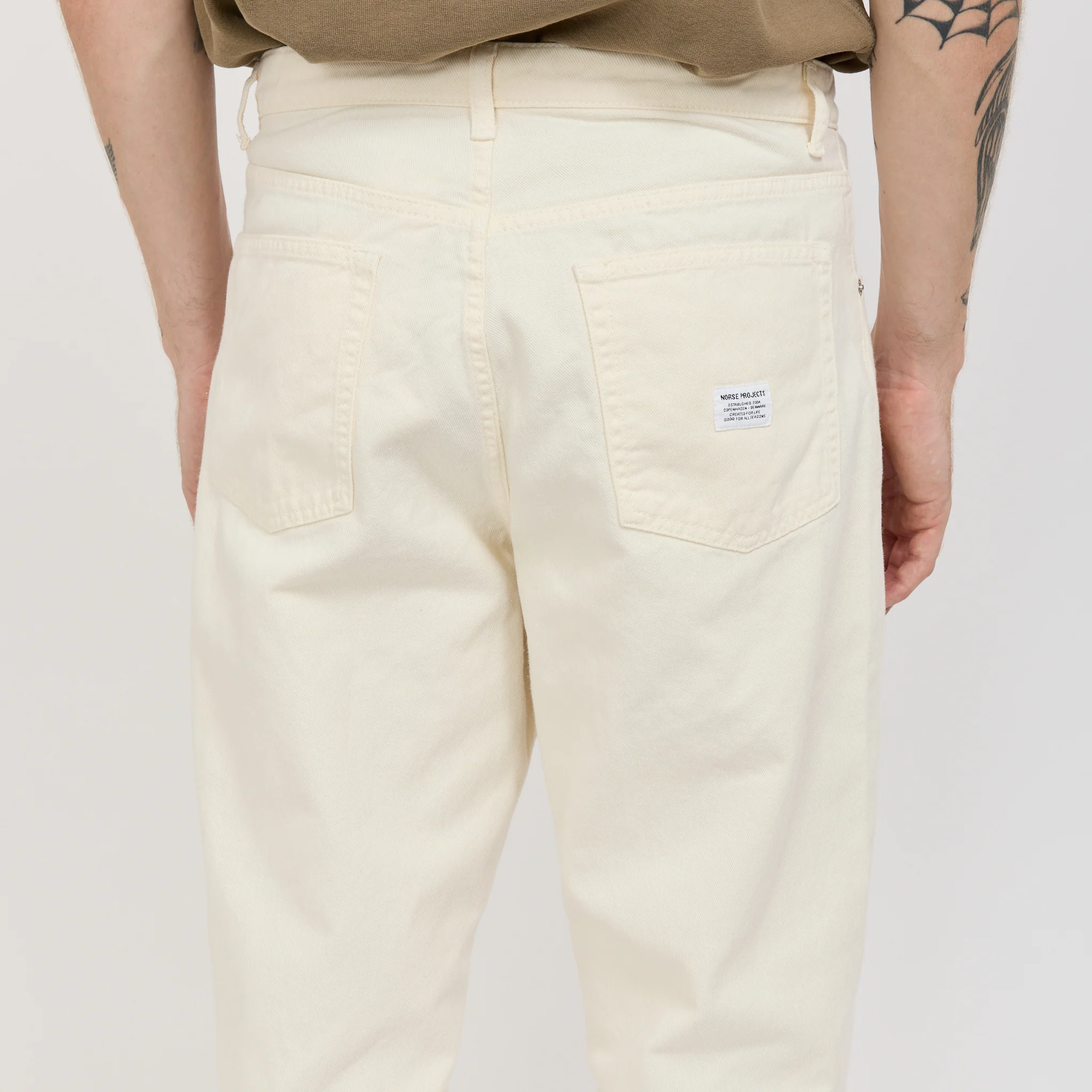 Korshavn Relaxed 5 Pocket Heavy Twill Trouser Natural Ecru - Image 6
