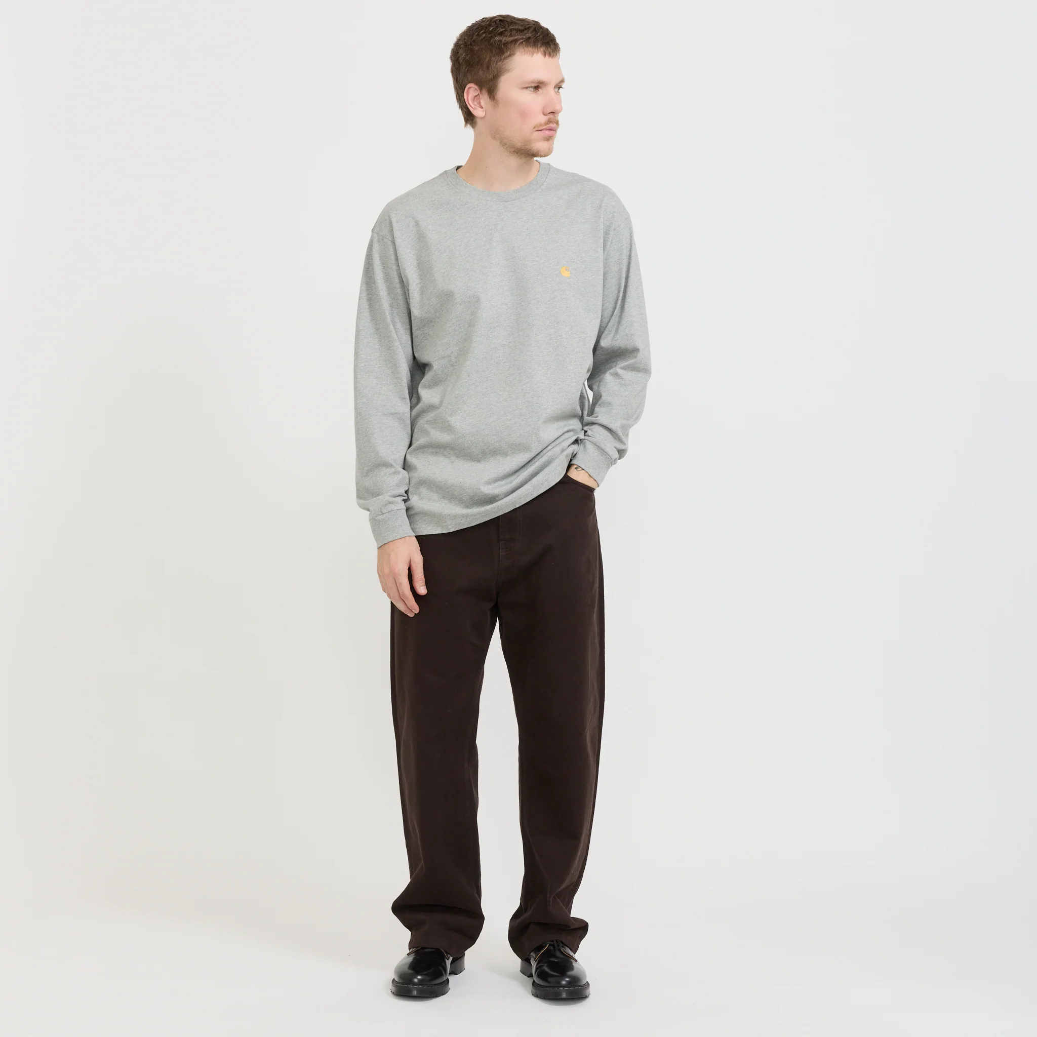 L/S Chase T-Shirt Grey Heather/Gold - Image 2