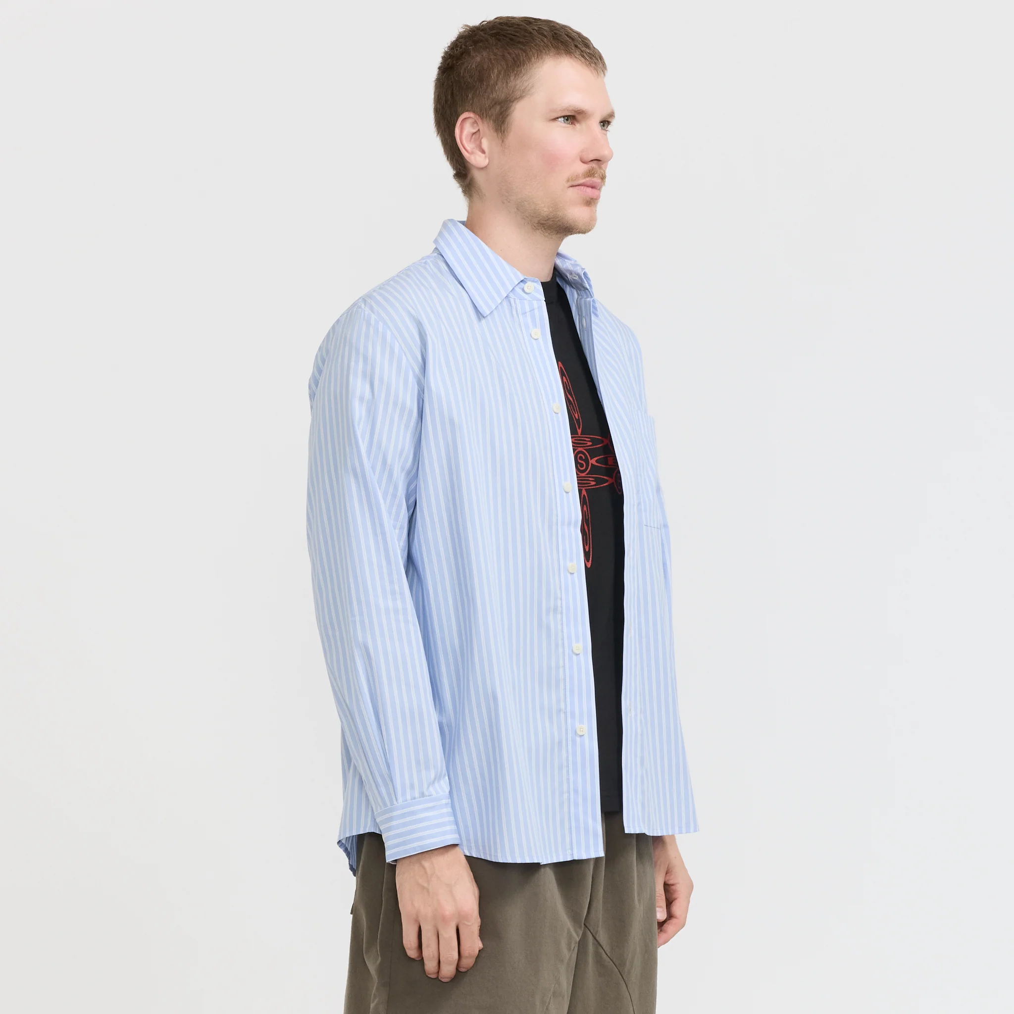 L/S Evening Shirt Blue Stripe - Image 4