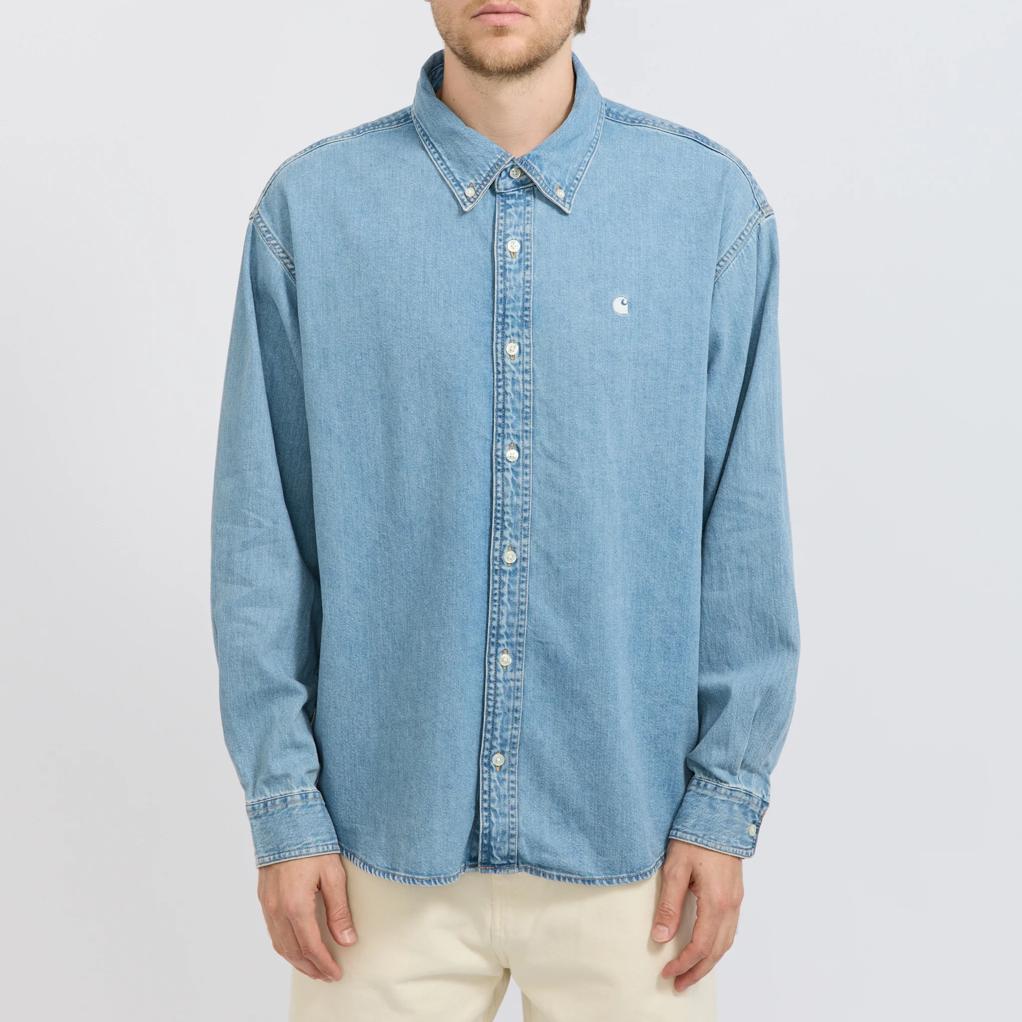 L/S Lucas Shirt Blue Bleached - Image 5