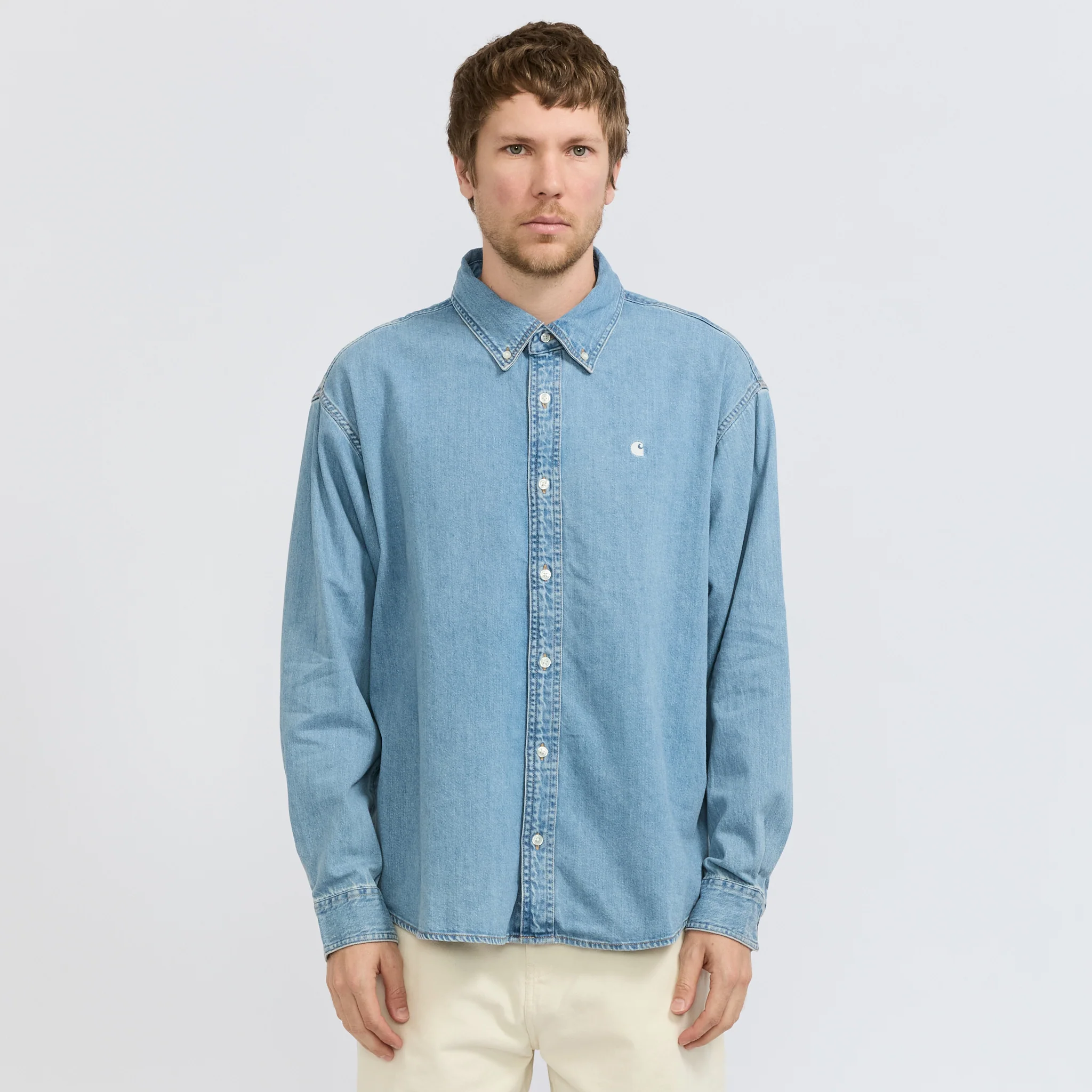 L/S Lucas Shirt Blue Bleached - Image 6