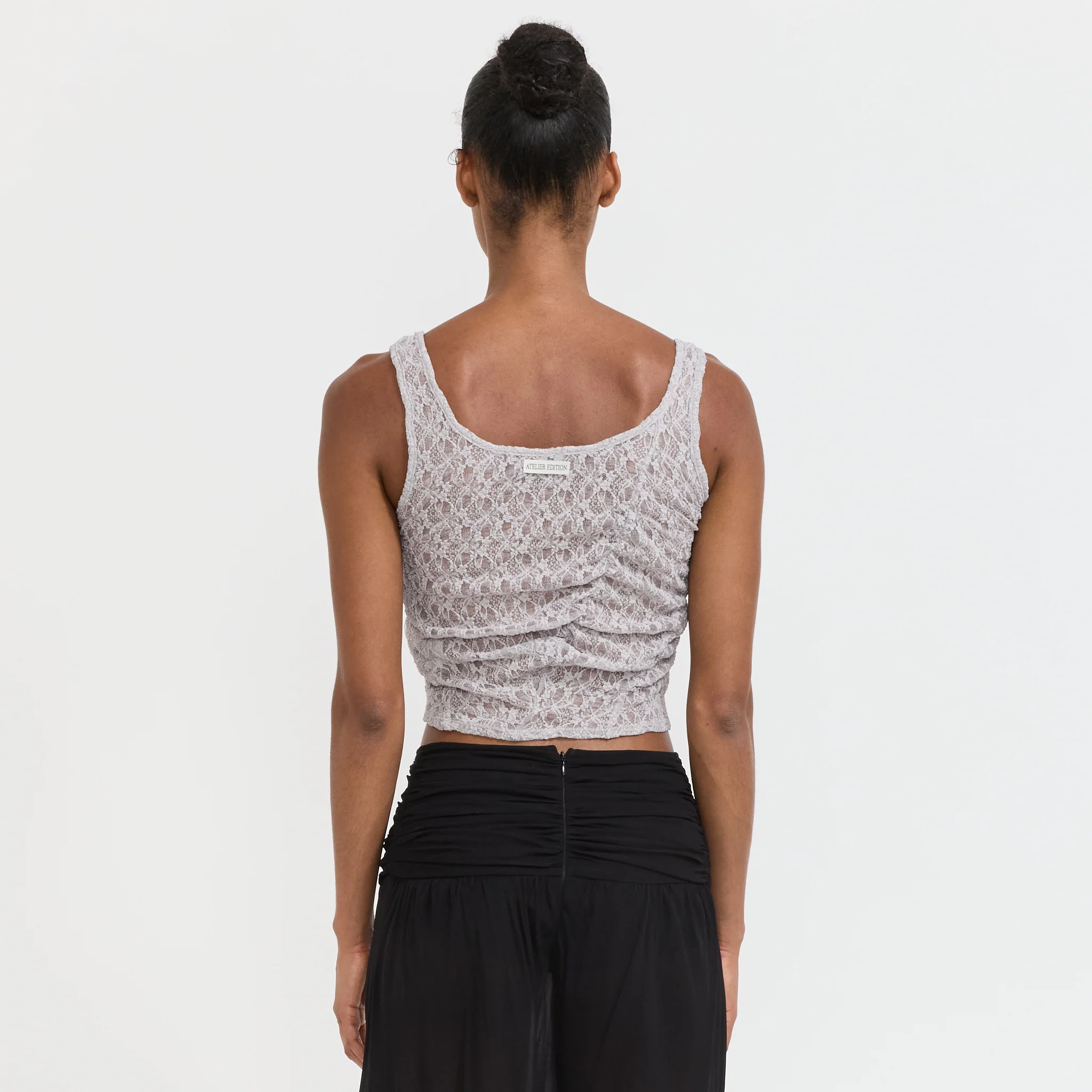 Lace Shirring Top Light Grey - Image 4