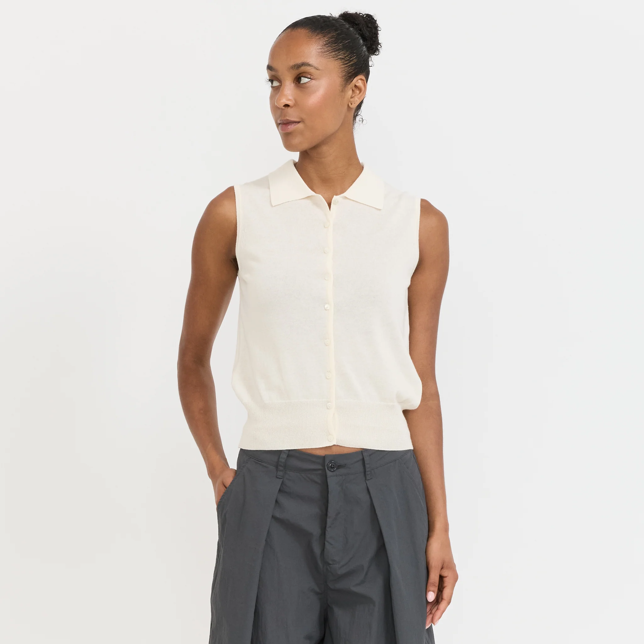 Lash Sleeveless Knit Top Ivory