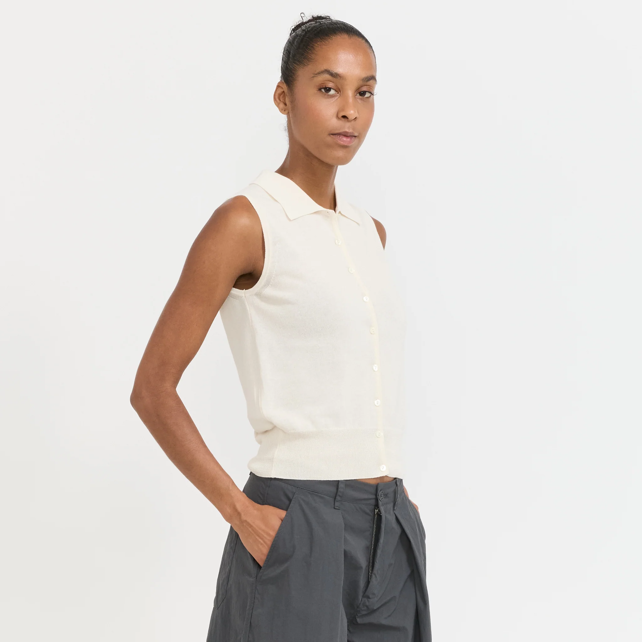 Lash Sleeveless Knit Top Ivory - Image 3