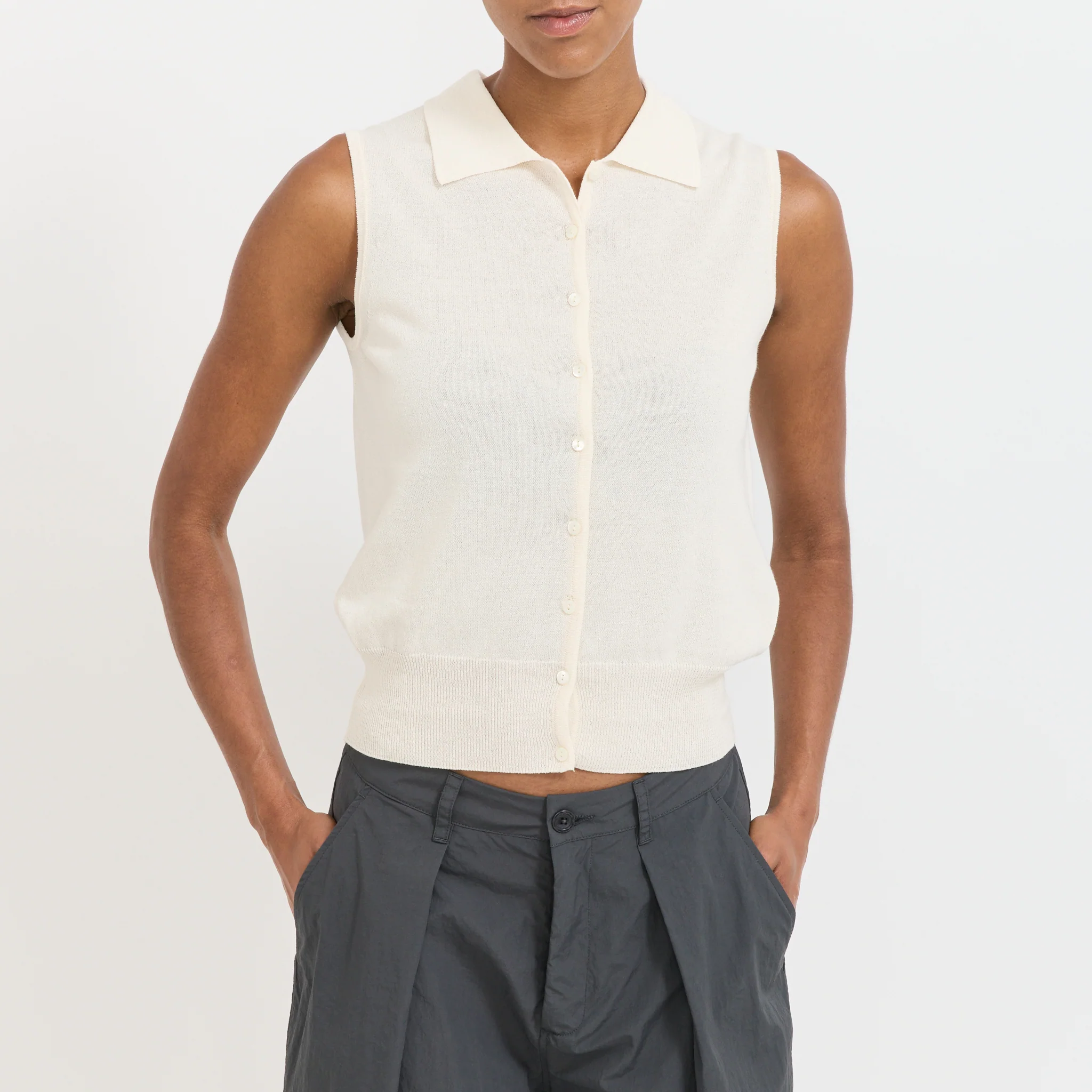 Lash Sleeveless Knit Top Ivory - Image 5