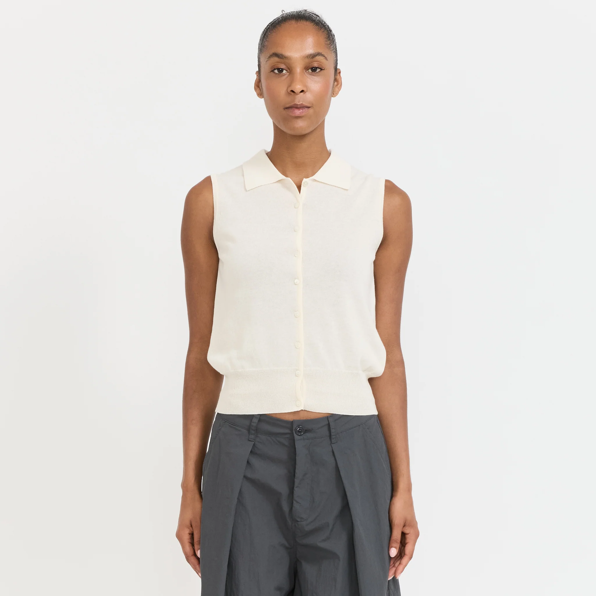 Lash Sleeveless Knit Top Ivory - Image 7