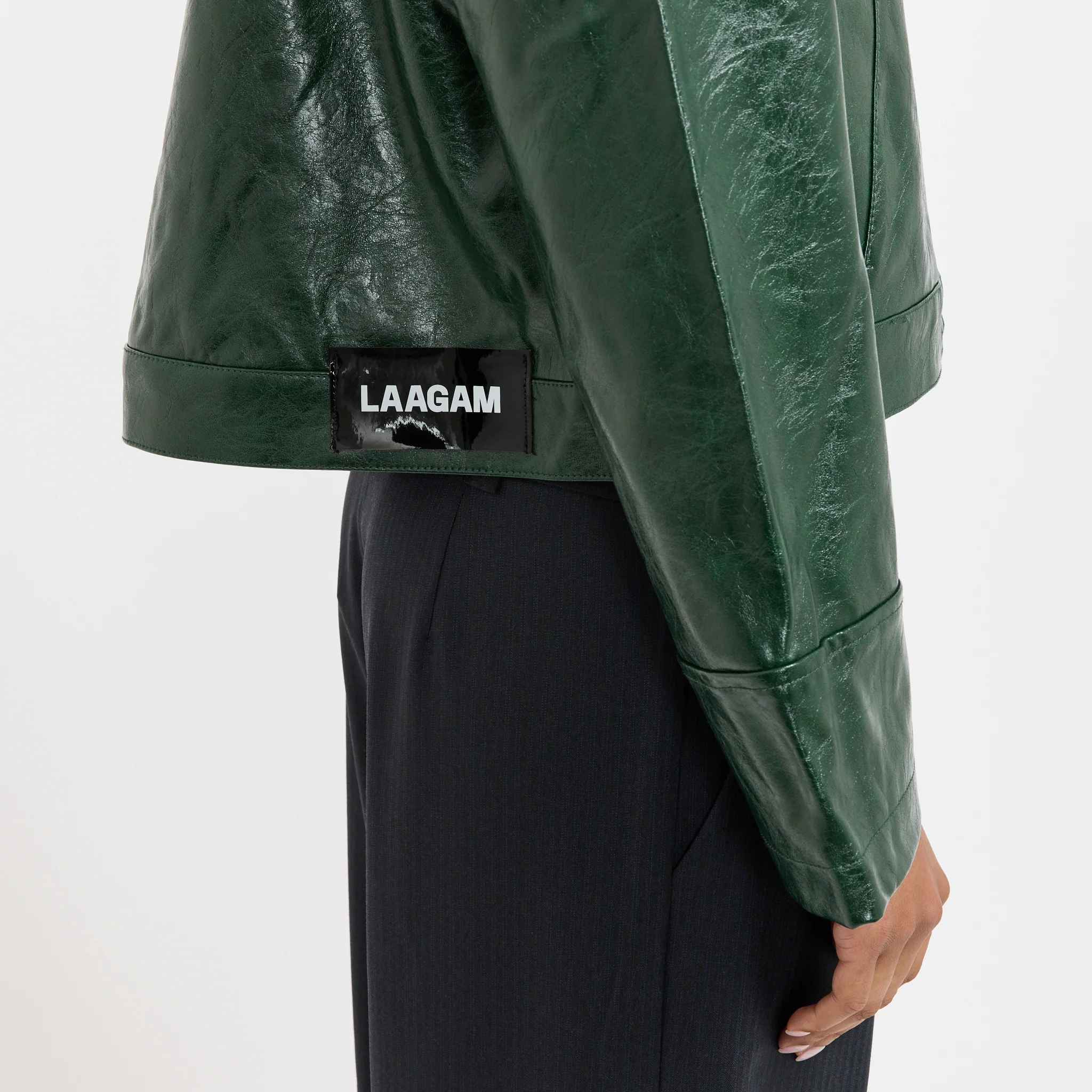 Lena Faux Leather Jacket Green - Image 6