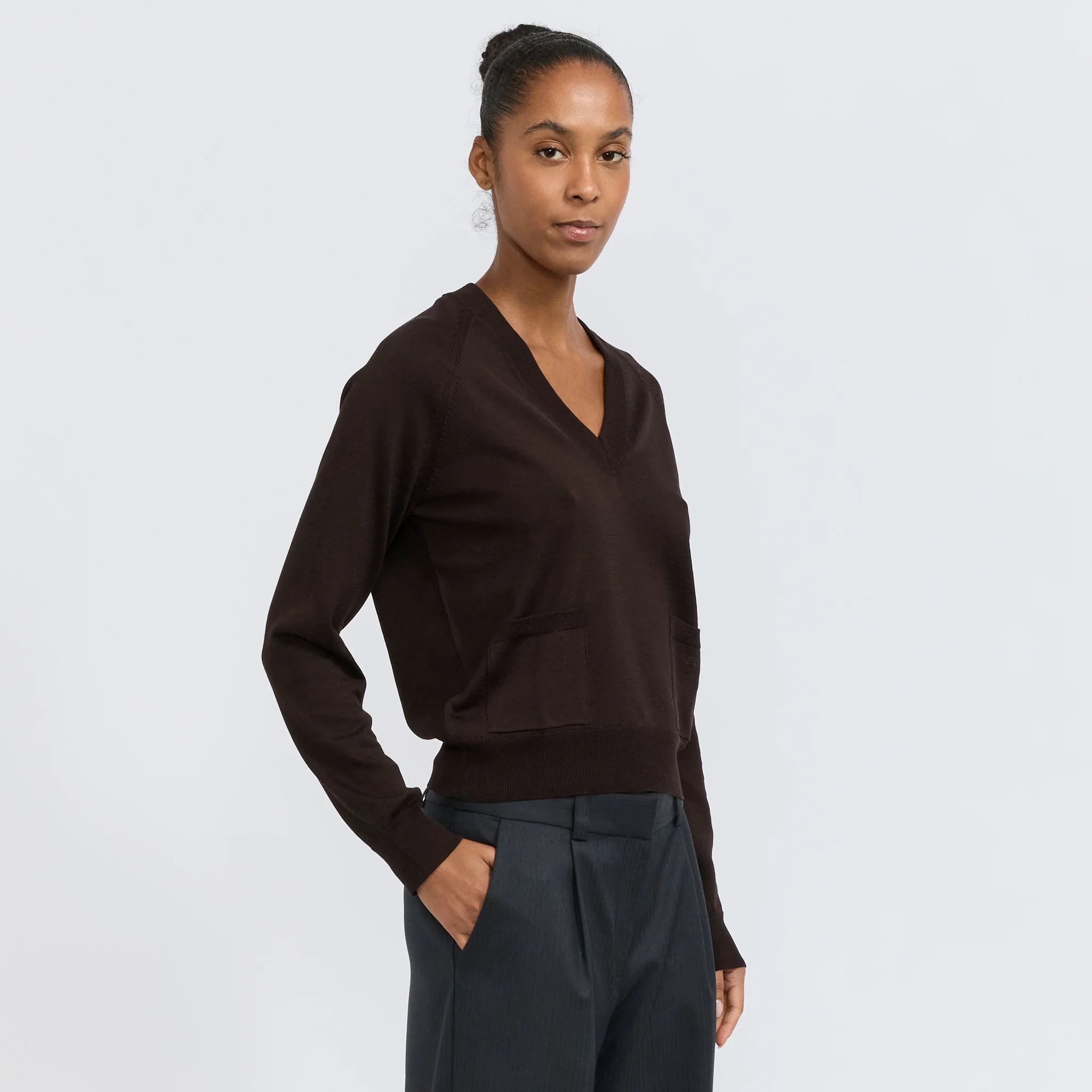 Leonie V-Neck Sweater Brown