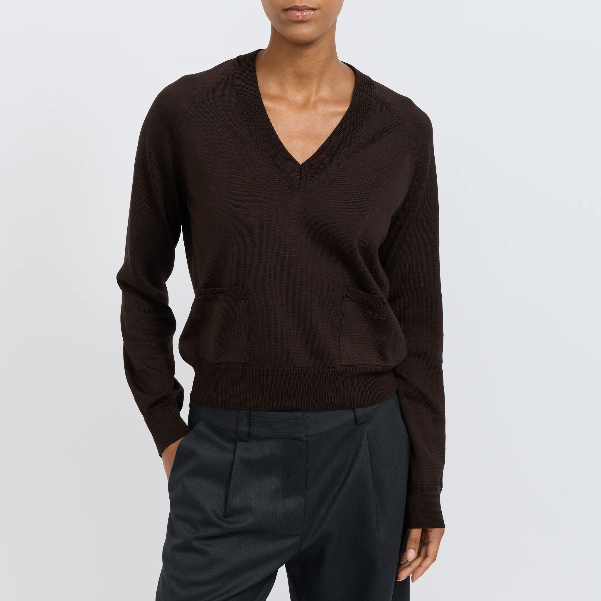 Leonie V-Neck Sweater Brown - Image 5