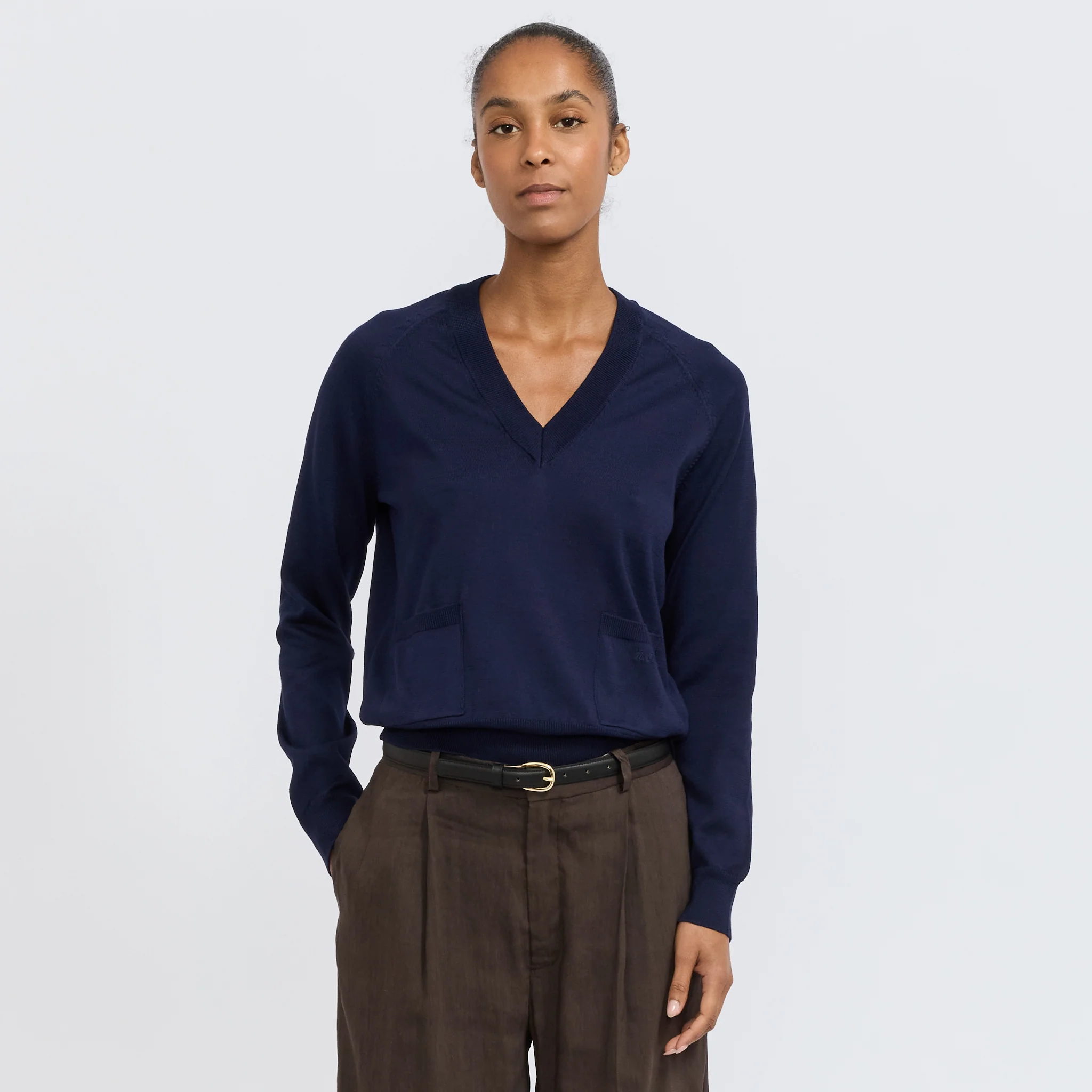 Leonie V-Neck Sweater Dark Navy