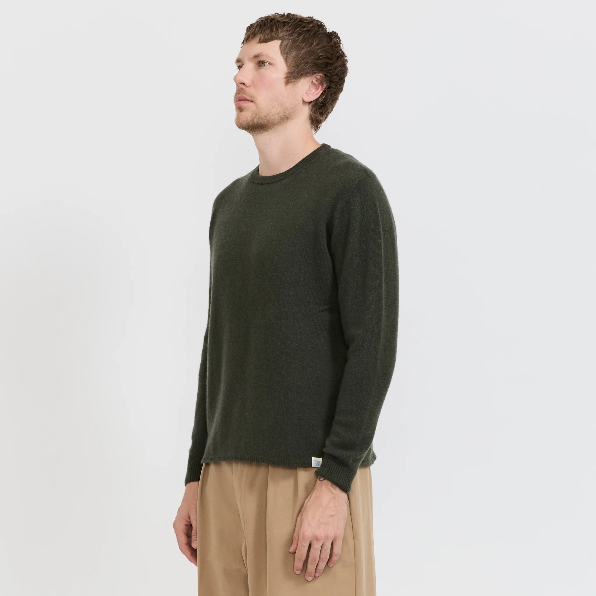 Lightweight Merino Wool Cashmere Silk Sweater Army