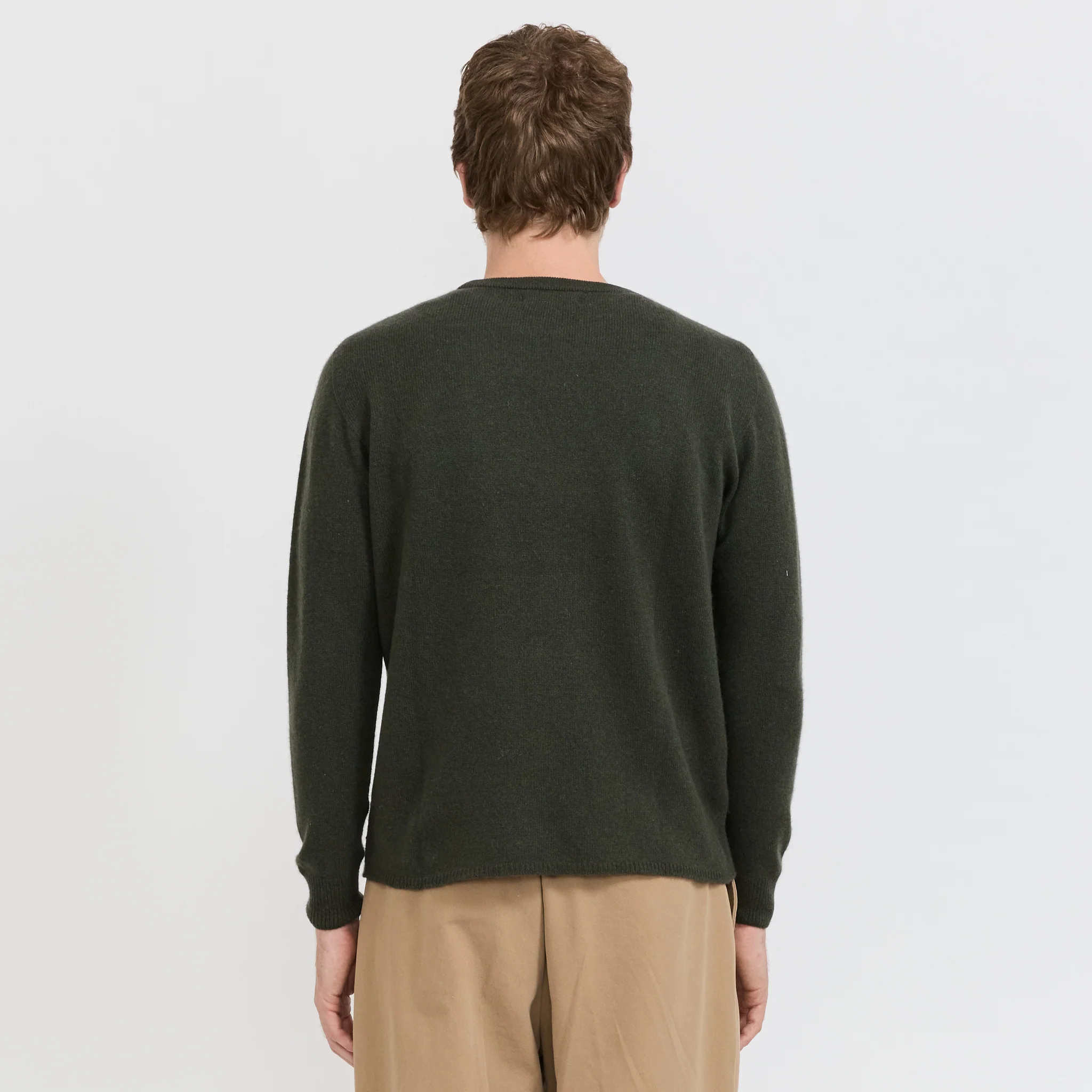 Lightweight Merino Wool Cashmere Silk Sweater Army - Image 4