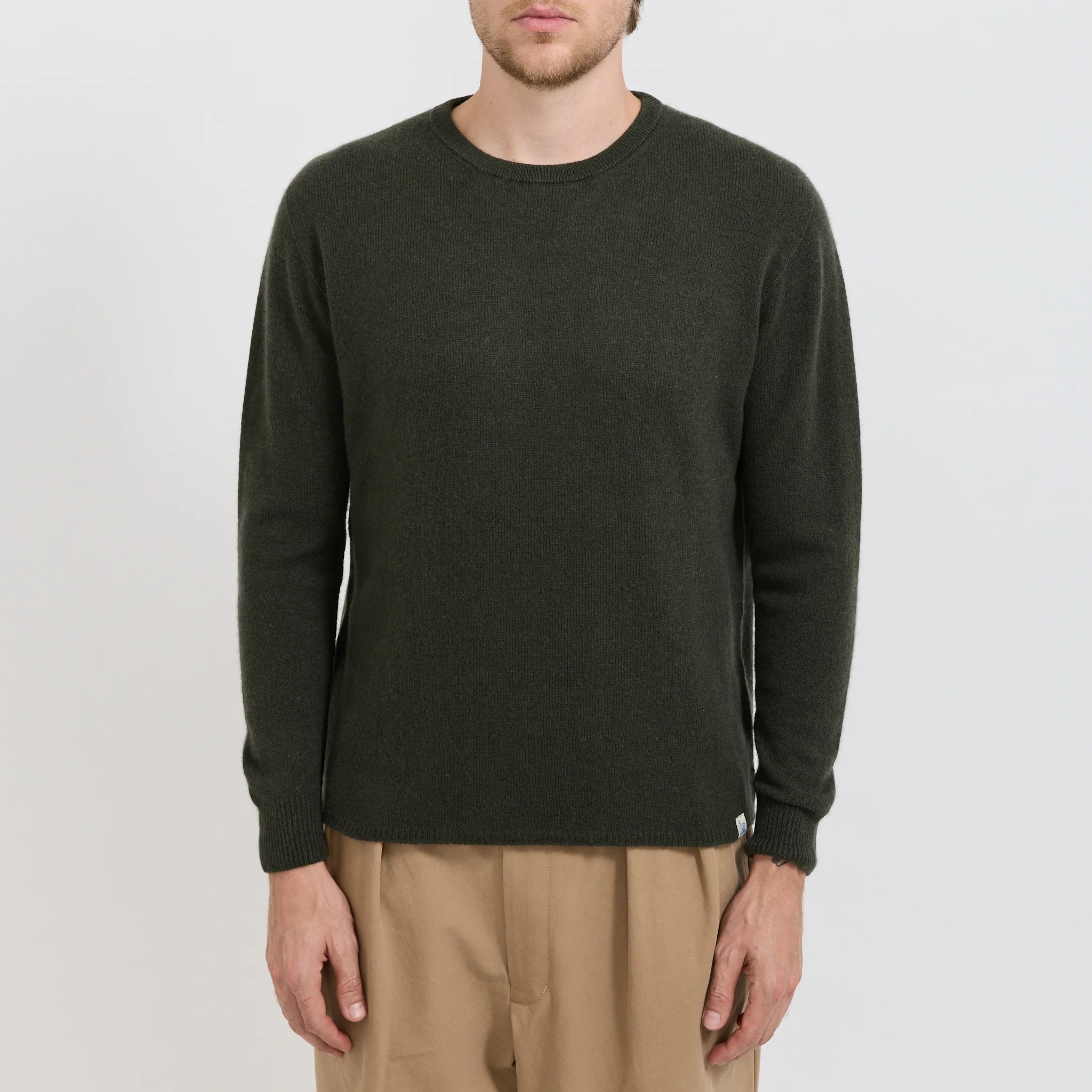 Lightweight Merino Wool Cashmere Silk Sweater Army - Image 5