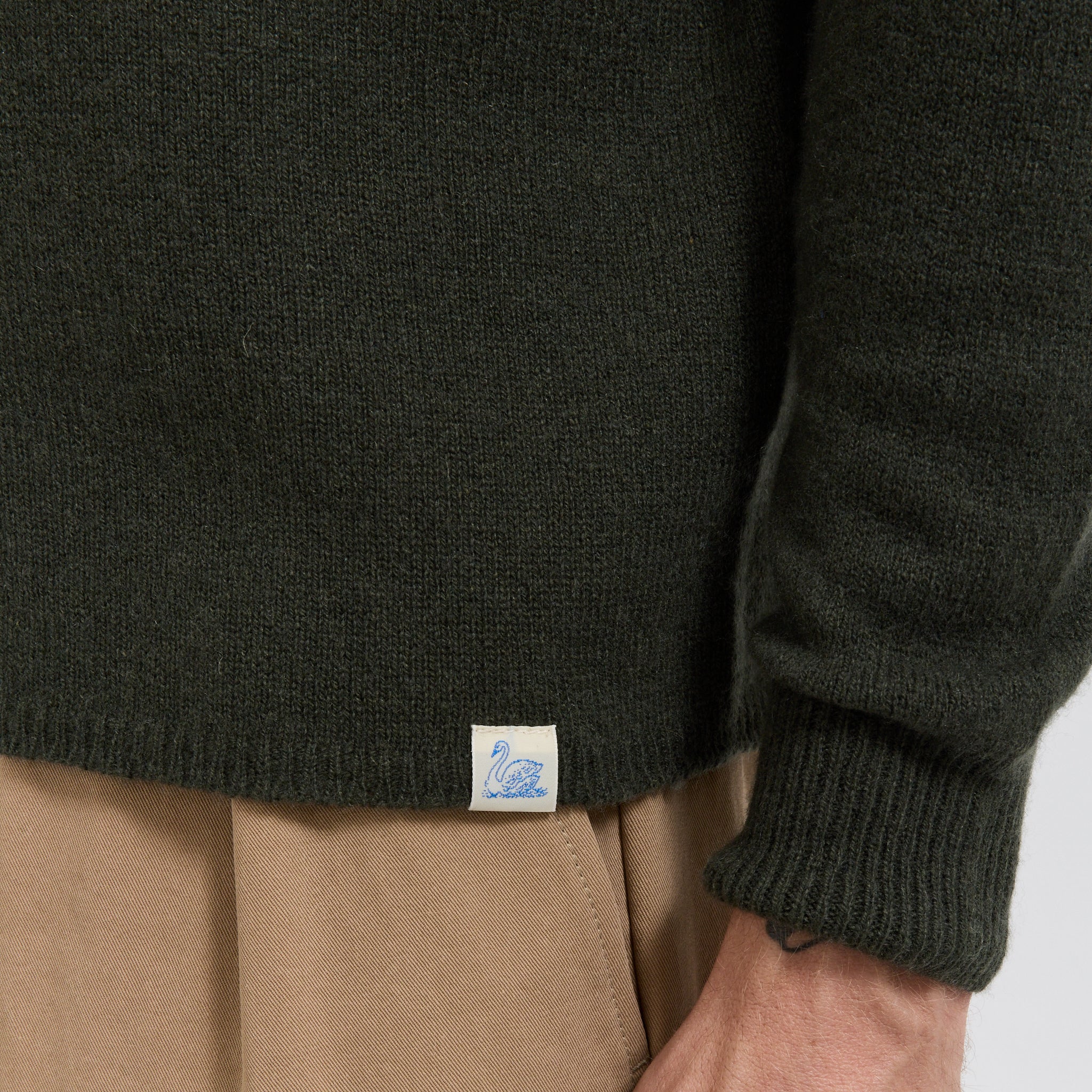 Lightweight Merino Wool Cashmere Silk Sweater Army - Image 6