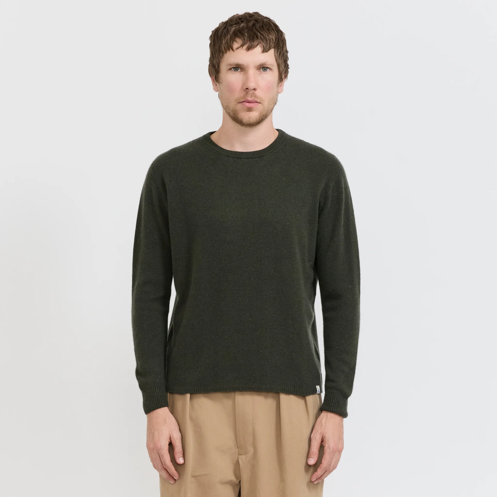 Lightweight Merino Wool Cashmere Silk Sweater Army - Image 7