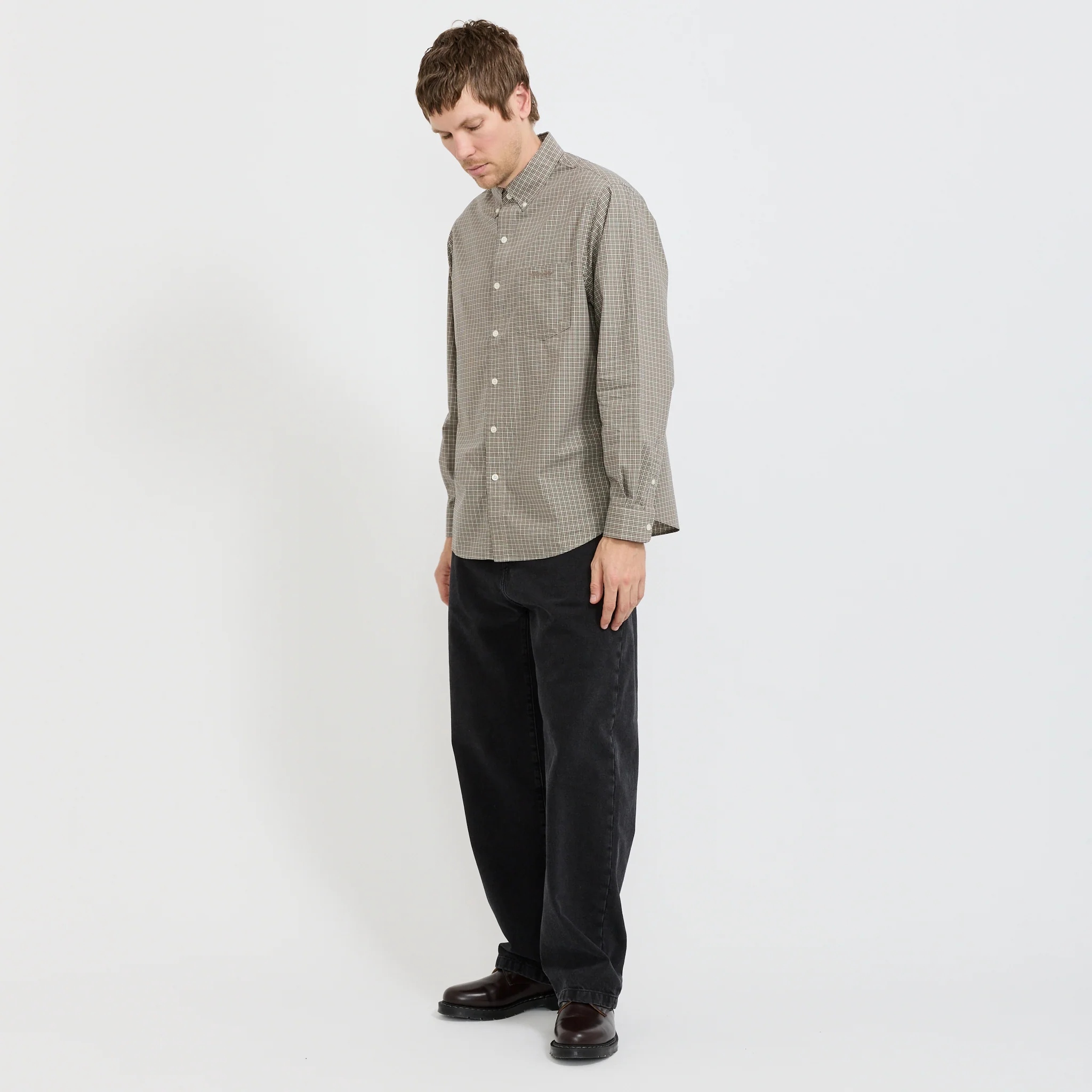 Lightweight Plaid Shirt Beige - Image 2