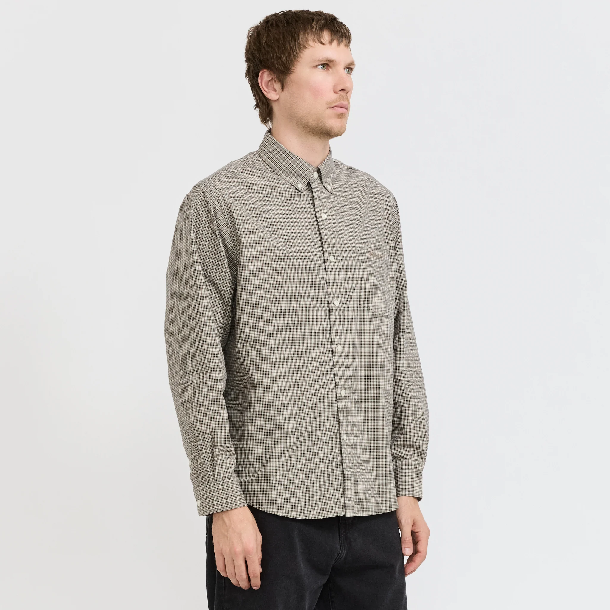 Lightweight Plaid Shirt Beige - Image 3