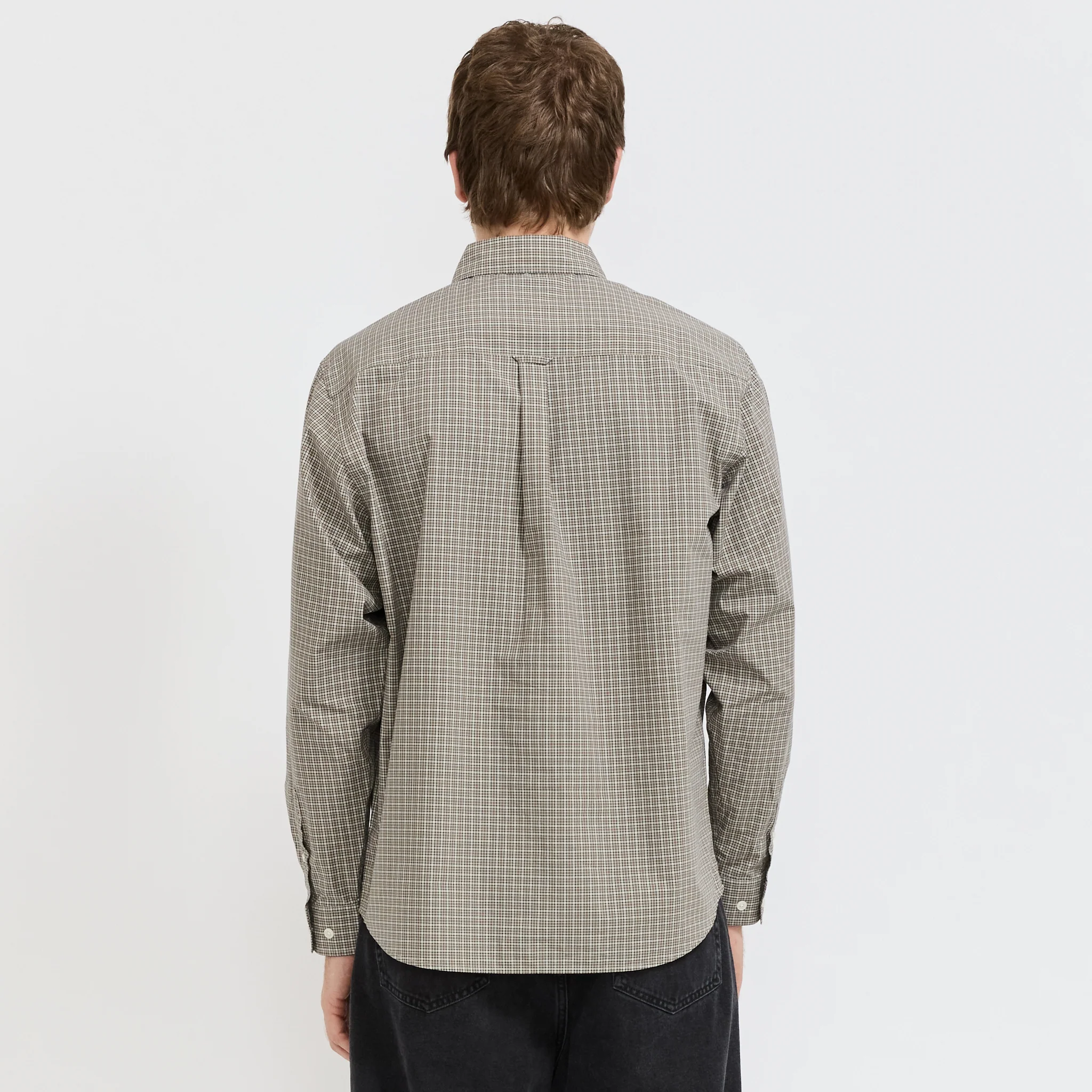 Lightweight Plaid Shirt Beige - Image 4