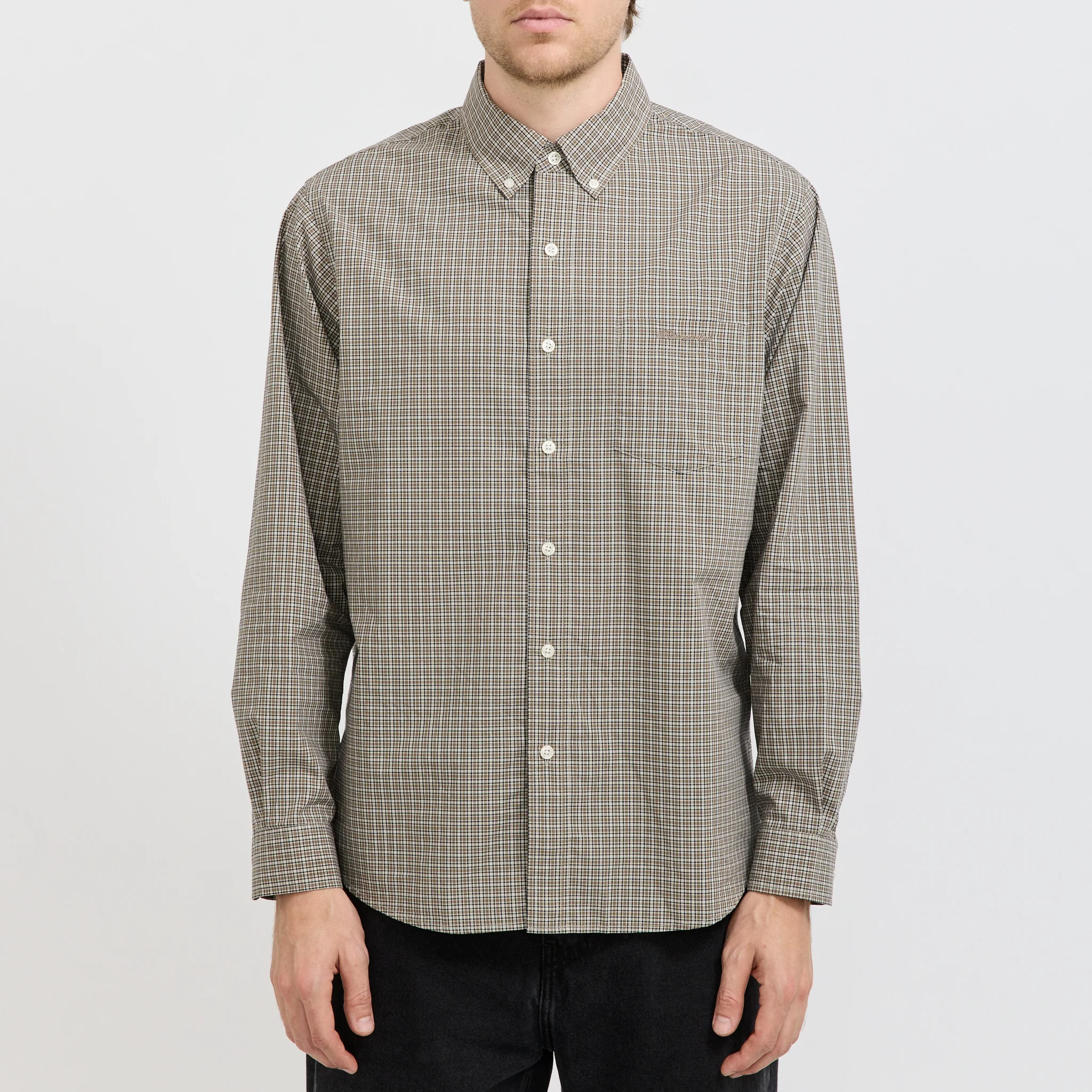 Lightweight Plaid Shirt Beige - Image 5