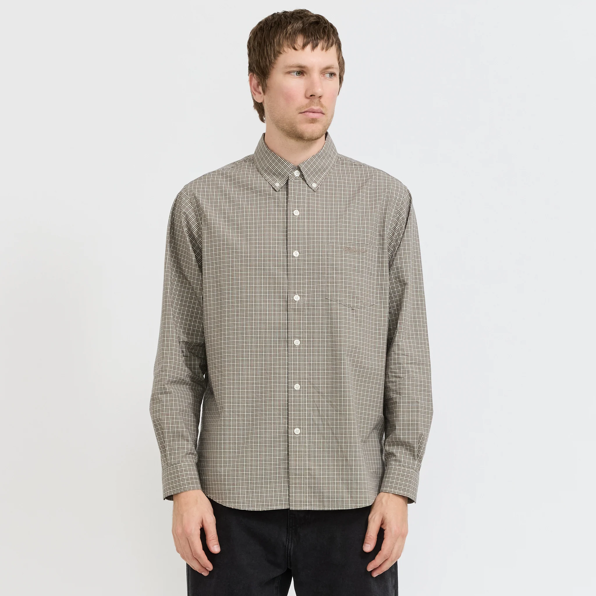 Lightweight Plaid Shirt Beige - Image 7