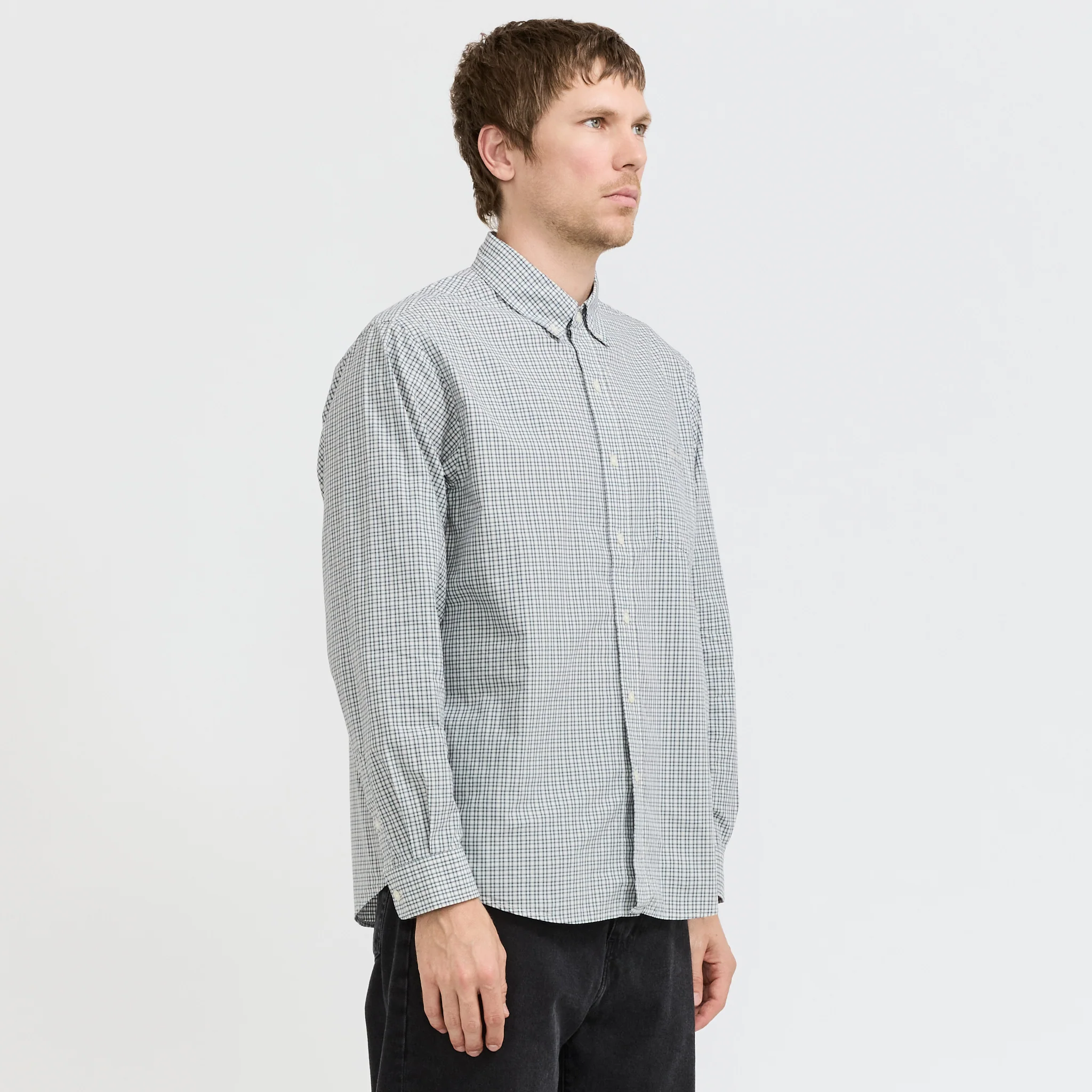 Lightweight Plaid Shirt Ivory - Image 3