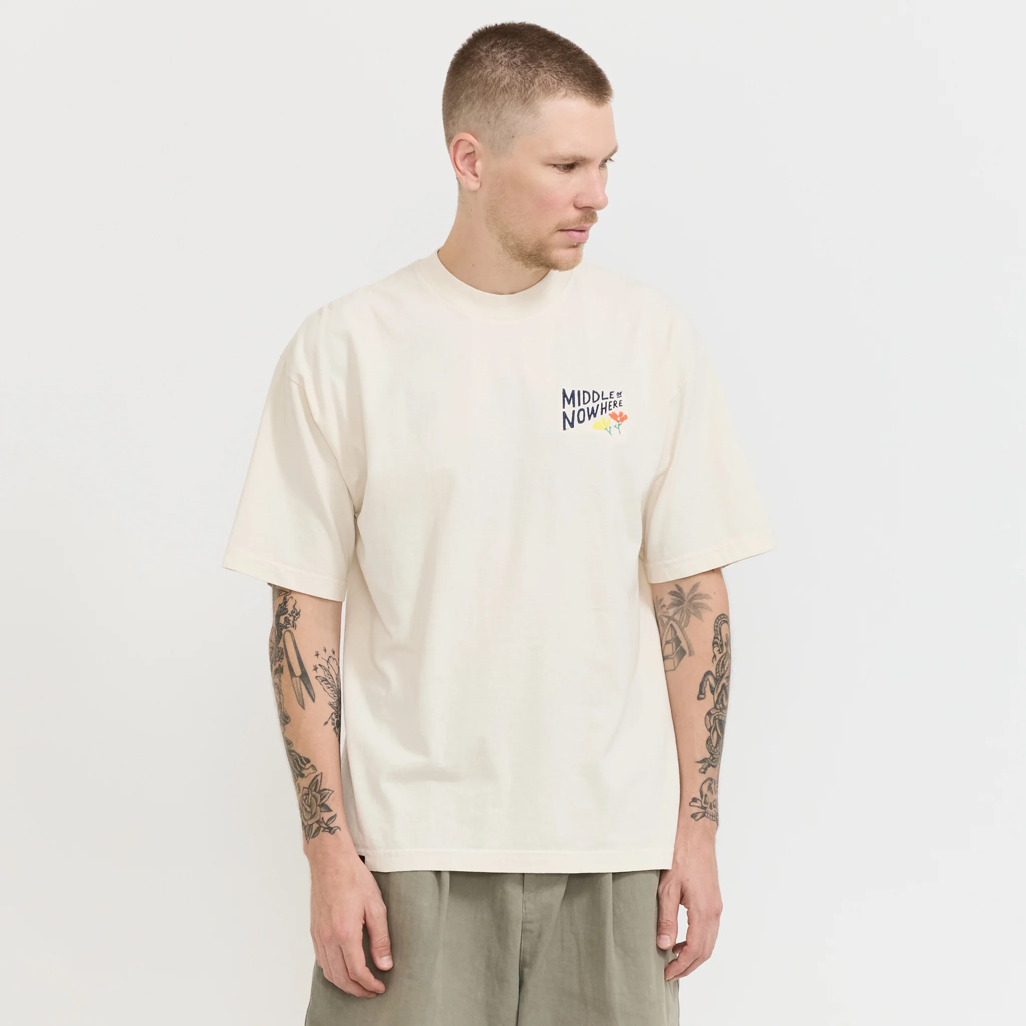 Lonely Palm x Middle Of Nowhere Embroidered Tee Cream