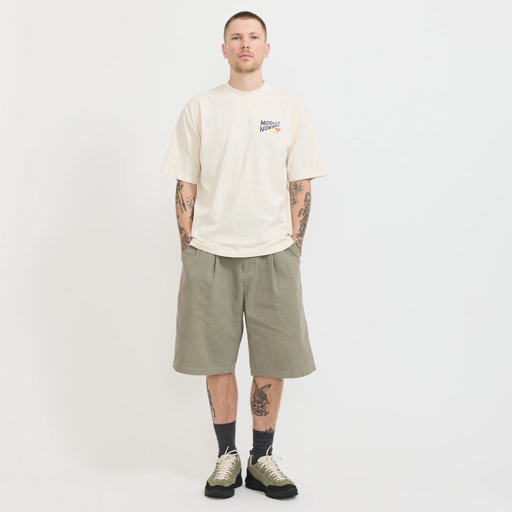 Lonely Palm x Middle Of Nowhere Embroidered Tee Cream - Image 2