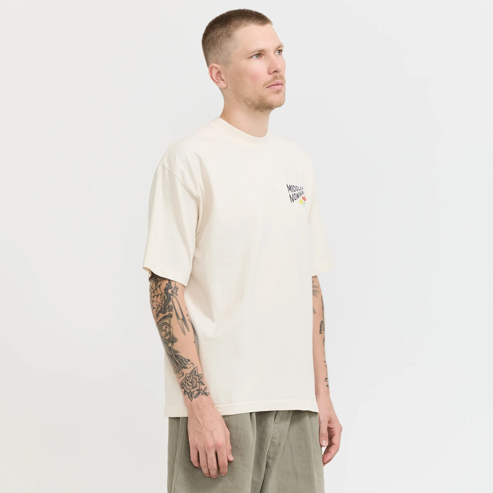 Lonely Palm x Middle Of Nowhere Embroidered Tee Cream - Image 3