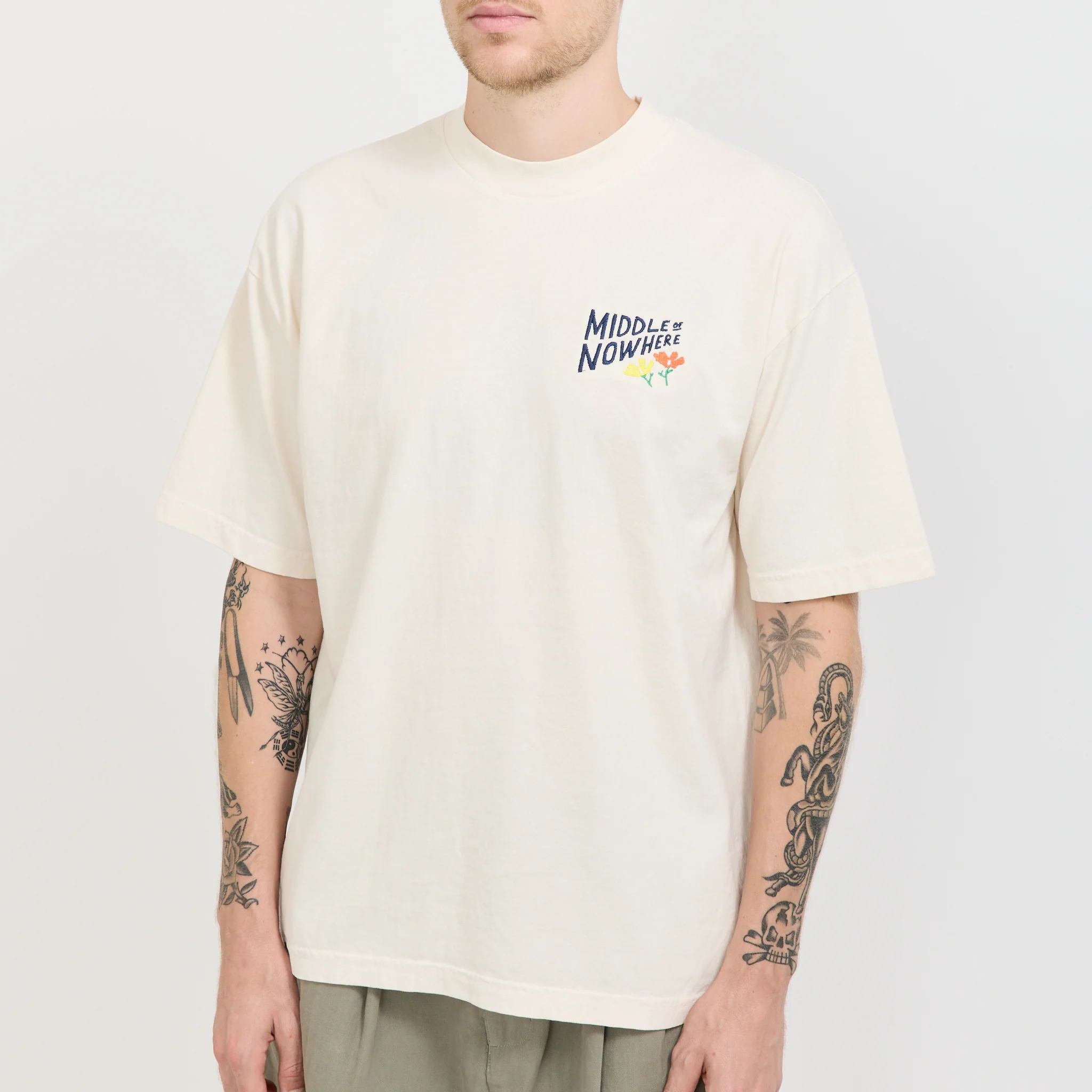 Lonely Palm x Middle Of Nowhere Embroidered Tee Cream - Image 5