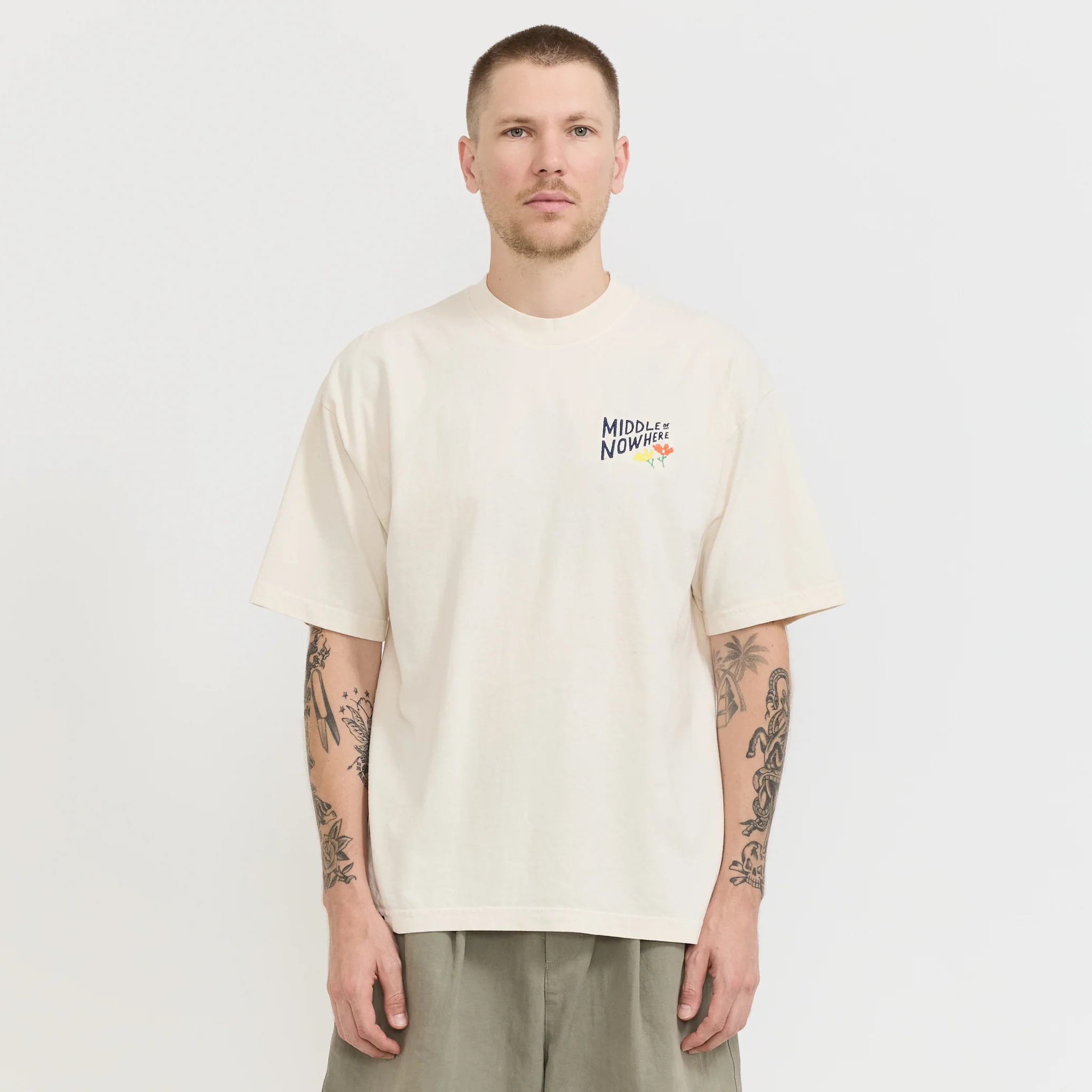 Lonely Palm x Middle Of Nowhere Embroidered Tee Cream - Image 6