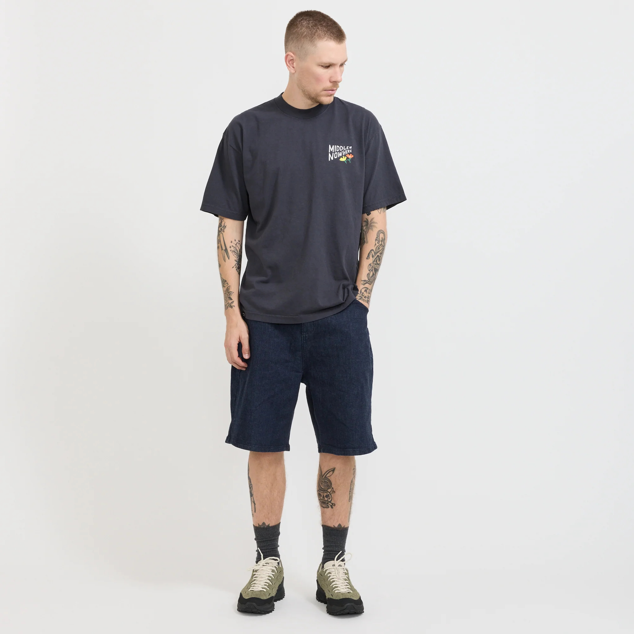 Lonely Palm x Middle Of Nowhere Embroidered Tee Dolphin Blue - Image 6