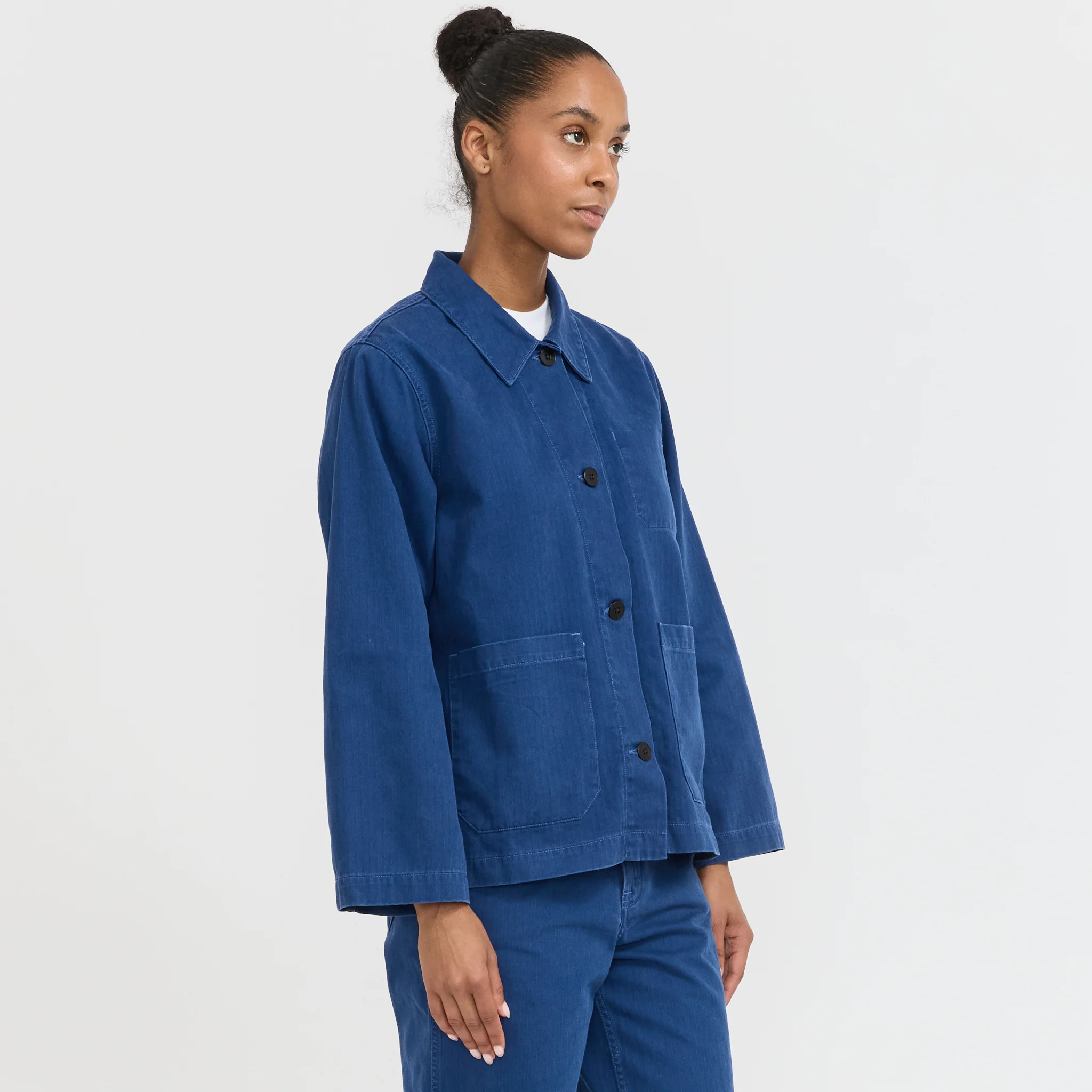 Lovis Herringbone Denim Jacket Blue - Image 3