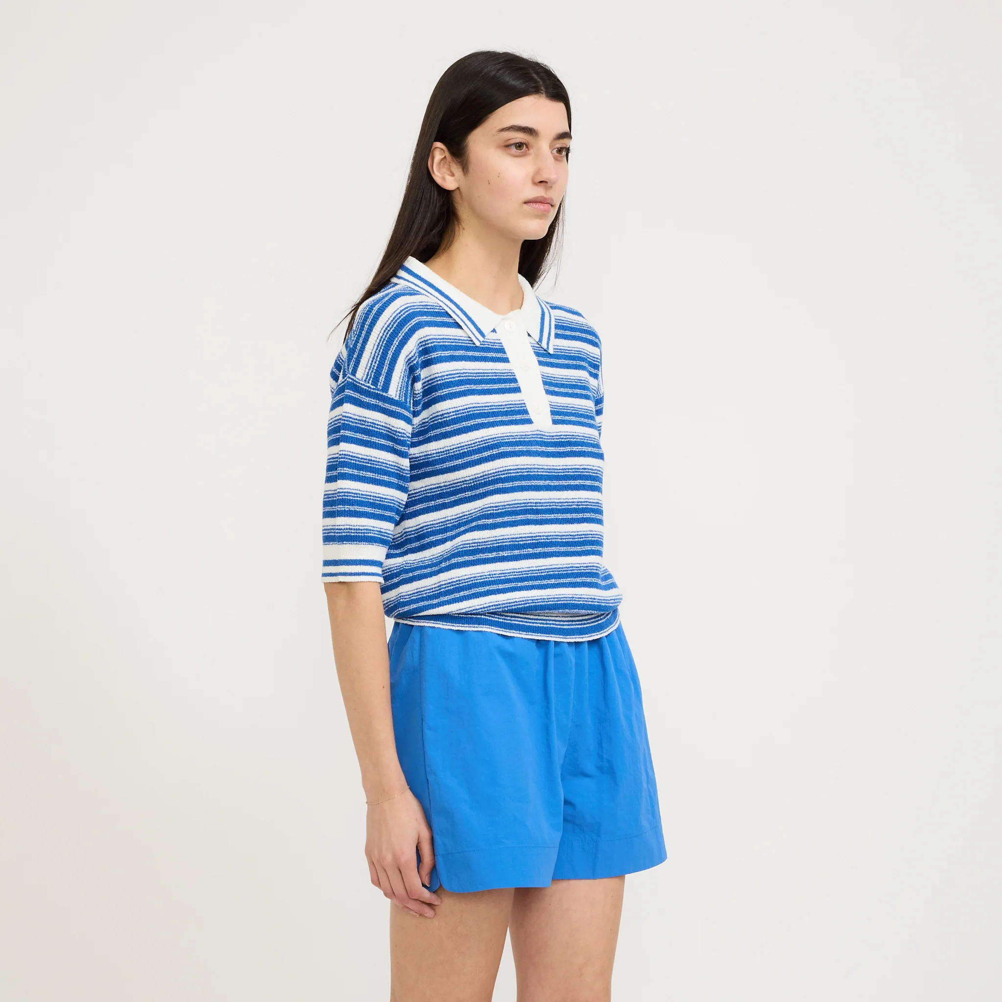 Luna Striped Polo Ink Blue/White - Image 3