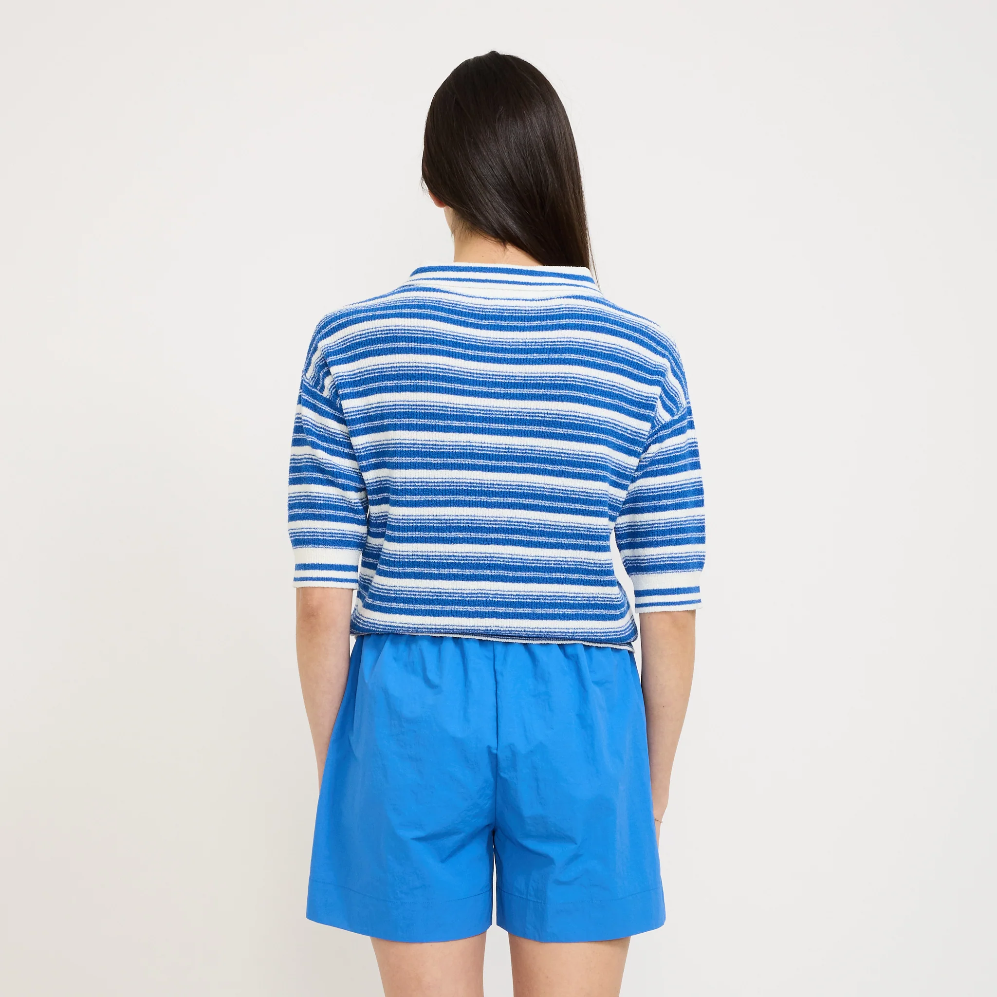 Luna Striped Polo Ink Blue/White - Image 4