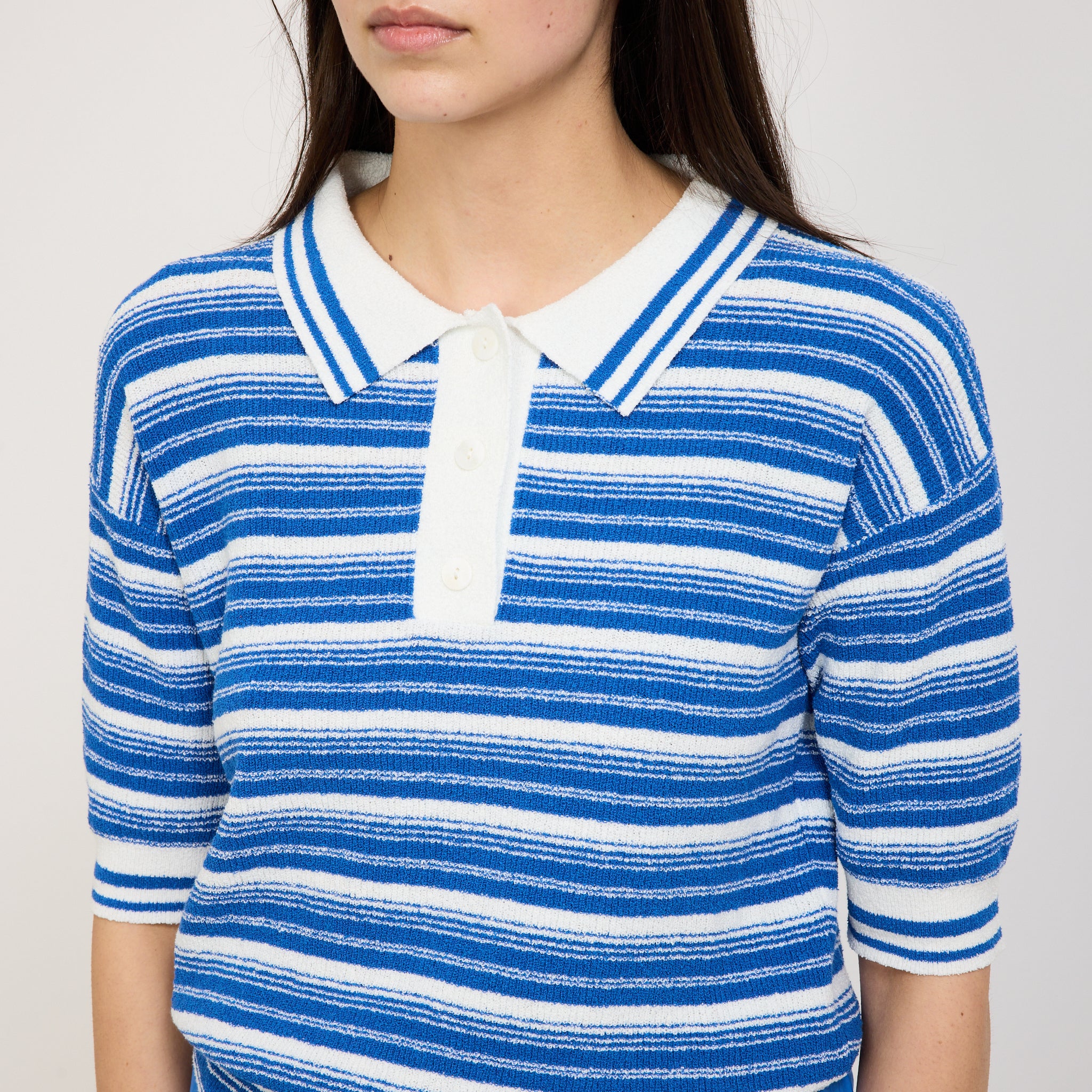 Luna Striped Polo Ink Blue/White - Image 5