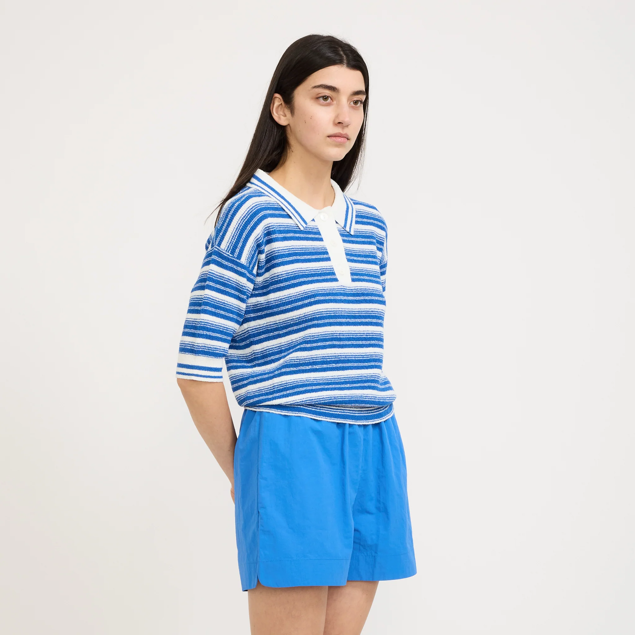 Luna Striped Polo Ink Blue/White - Image 6