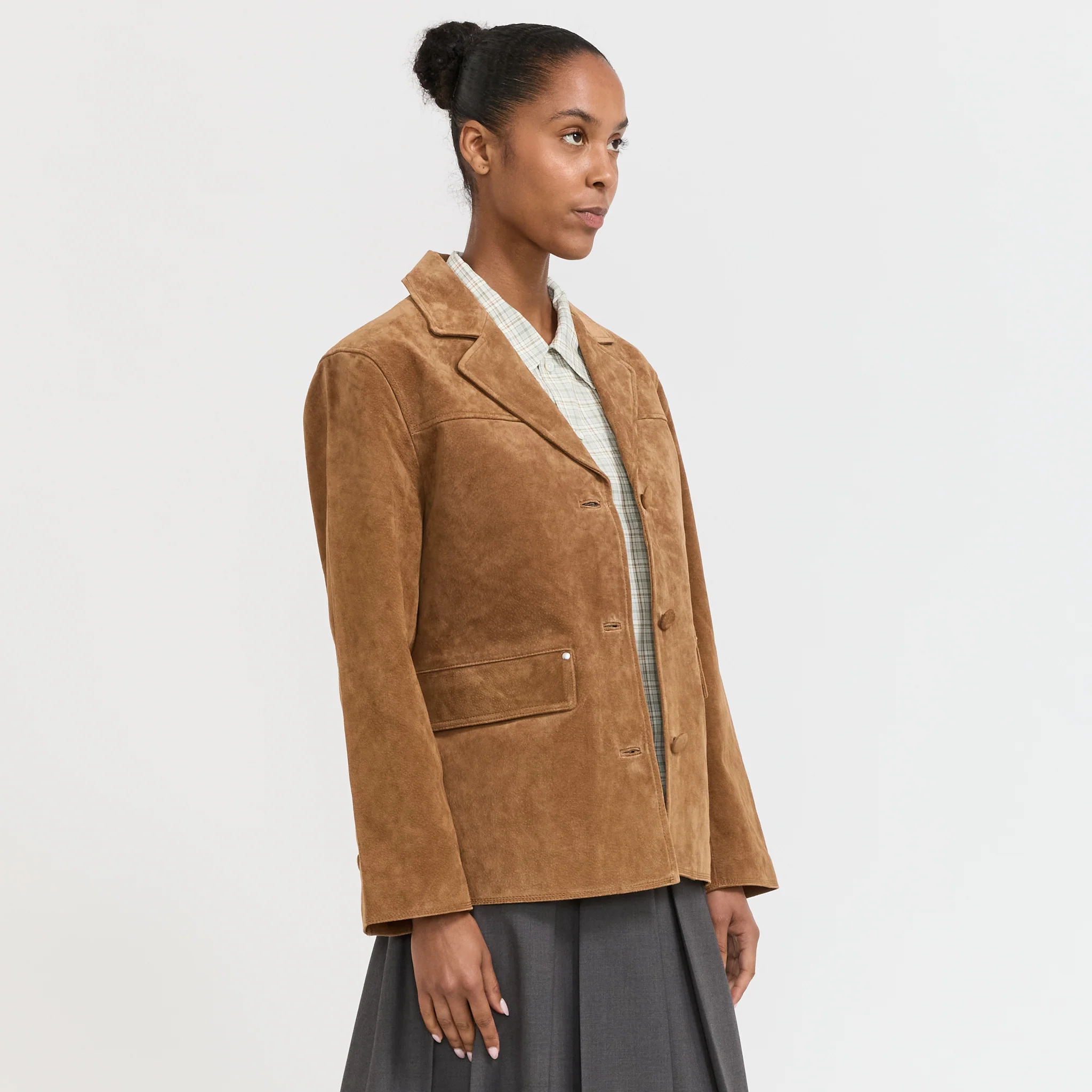 Maira Suede Long Jacket Brown - Image 3